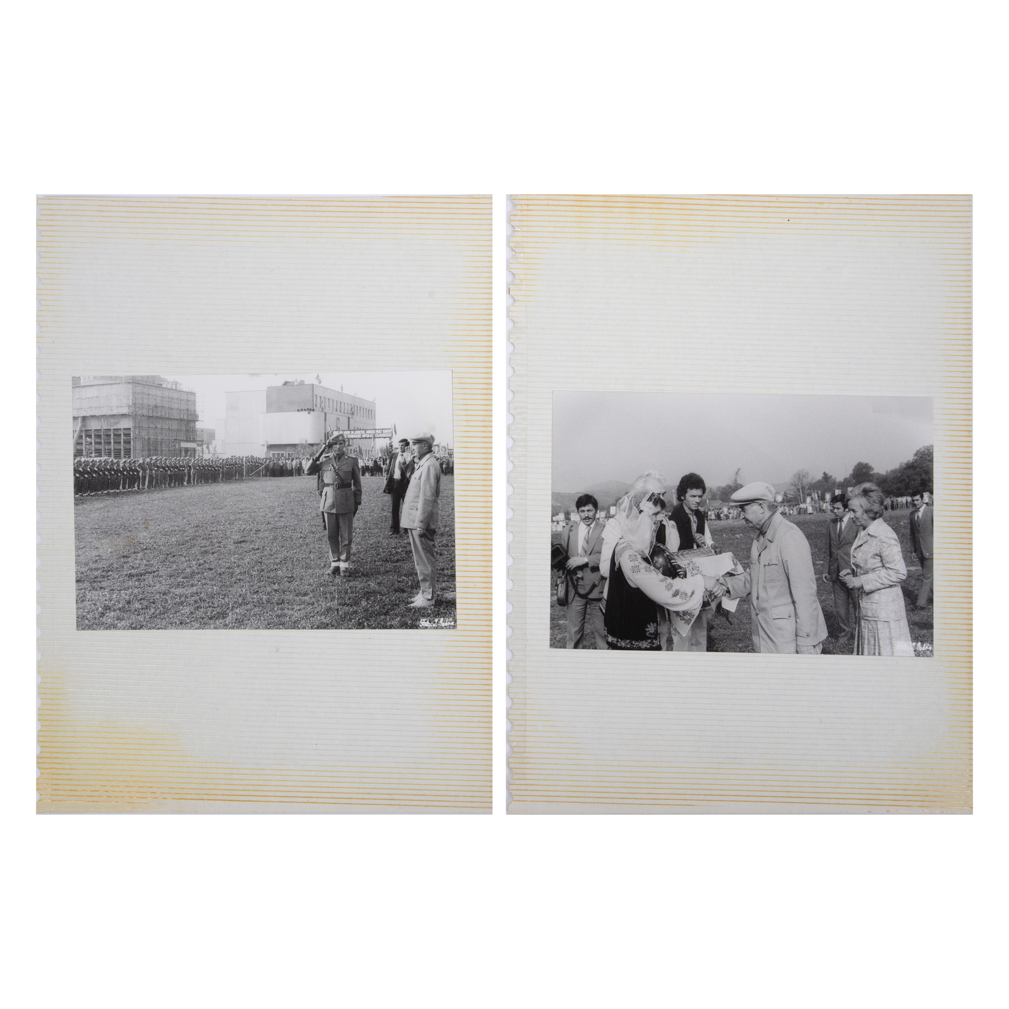 Set of four photographs depicting Nicolae Ceaușescu visiting Curtea de Argeș, photographer I. Dobrin, 1982