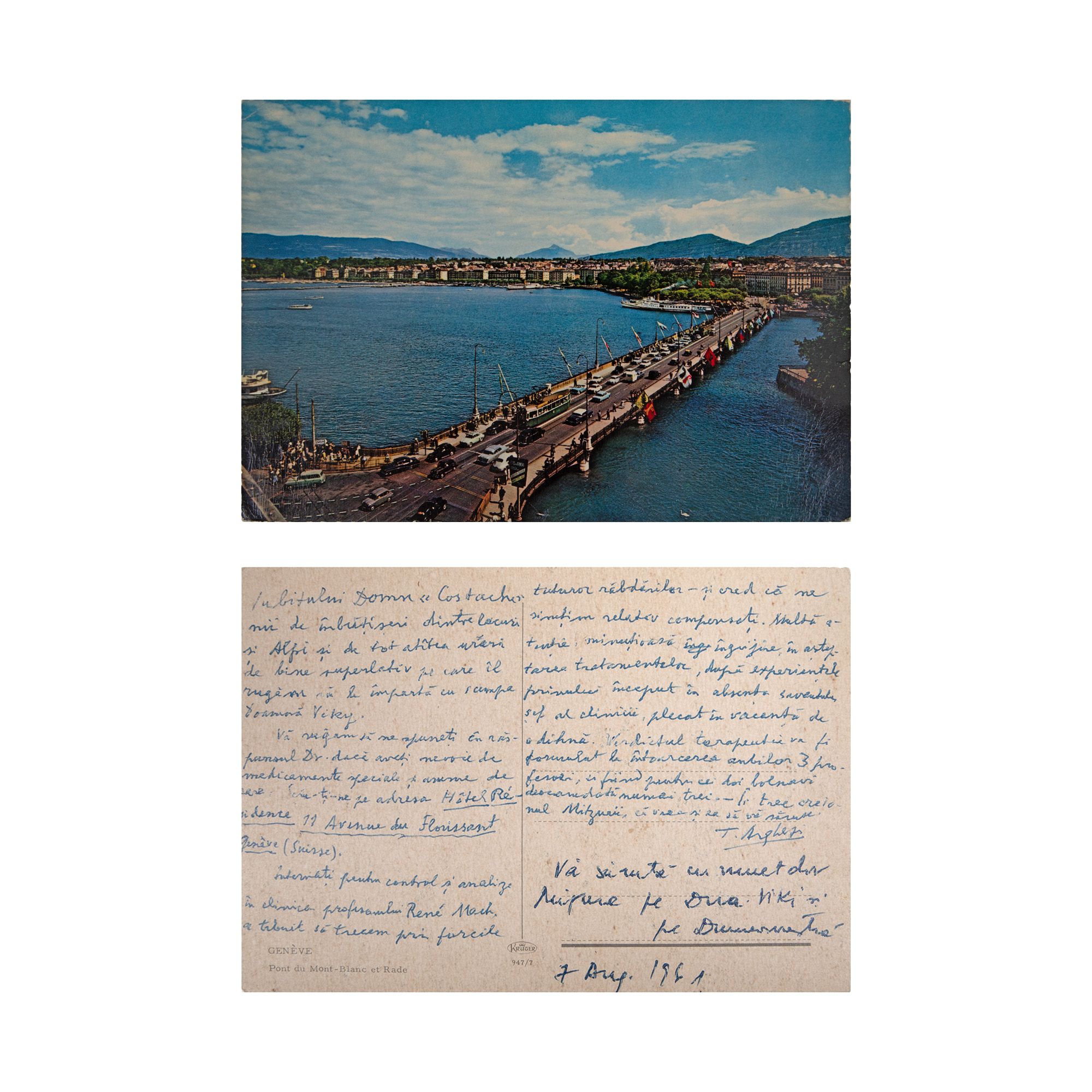 Postcard, handwritten and signed by Tudor Arghezi, 1961