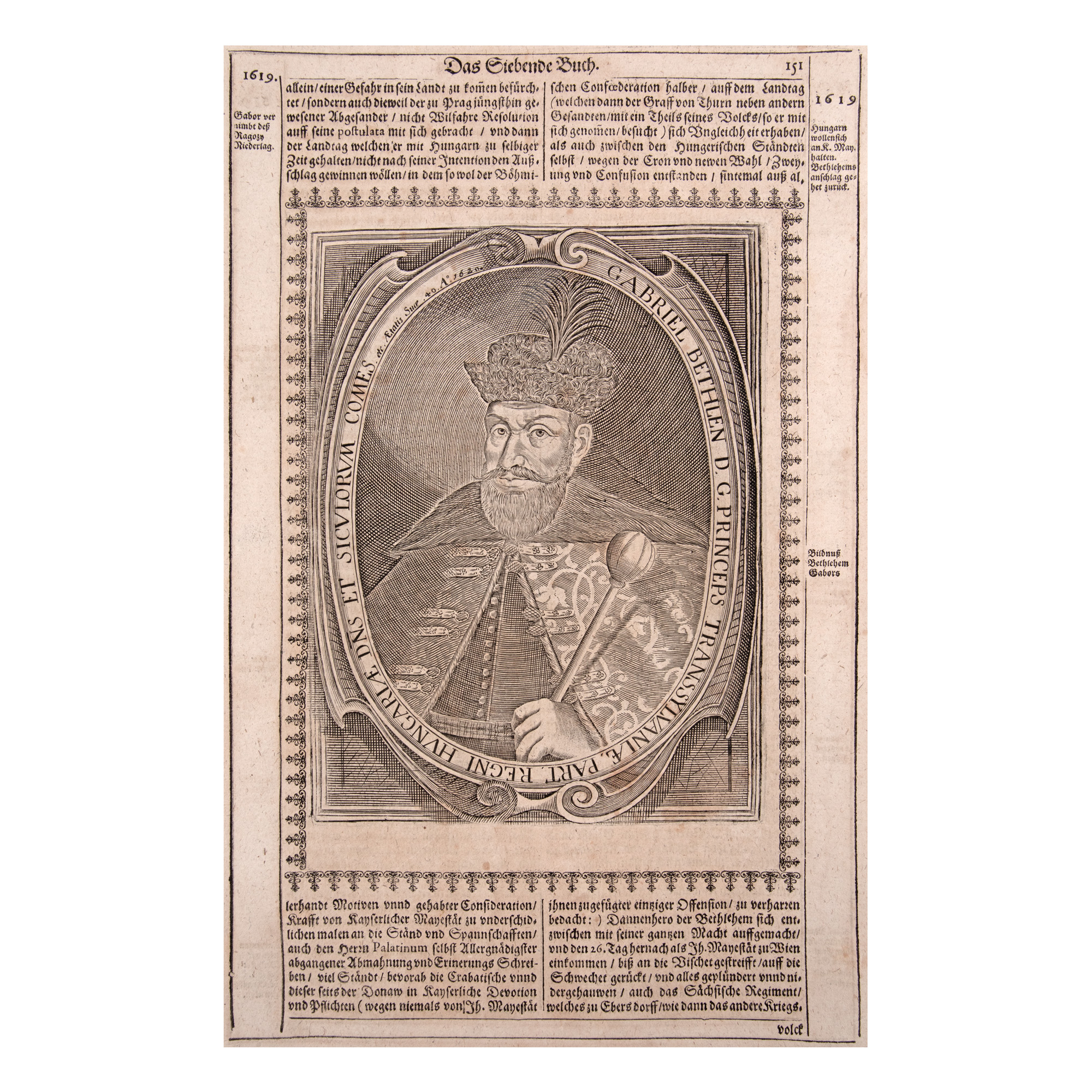 Lithography depicting Gabriel Bethlen, Prince of Transylvania, 1619