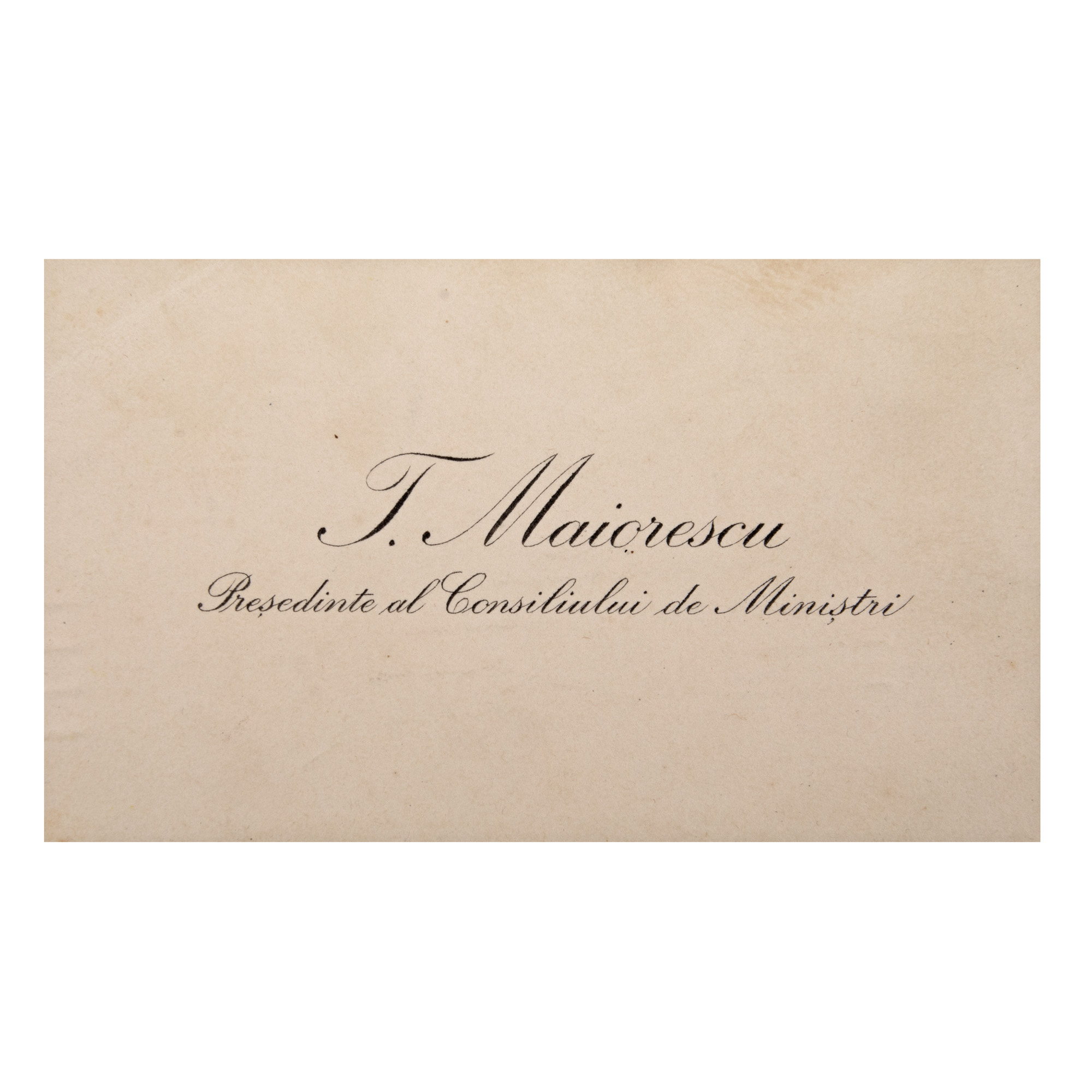 Address card of Titu Maiorescu, President of the Council of Ministers