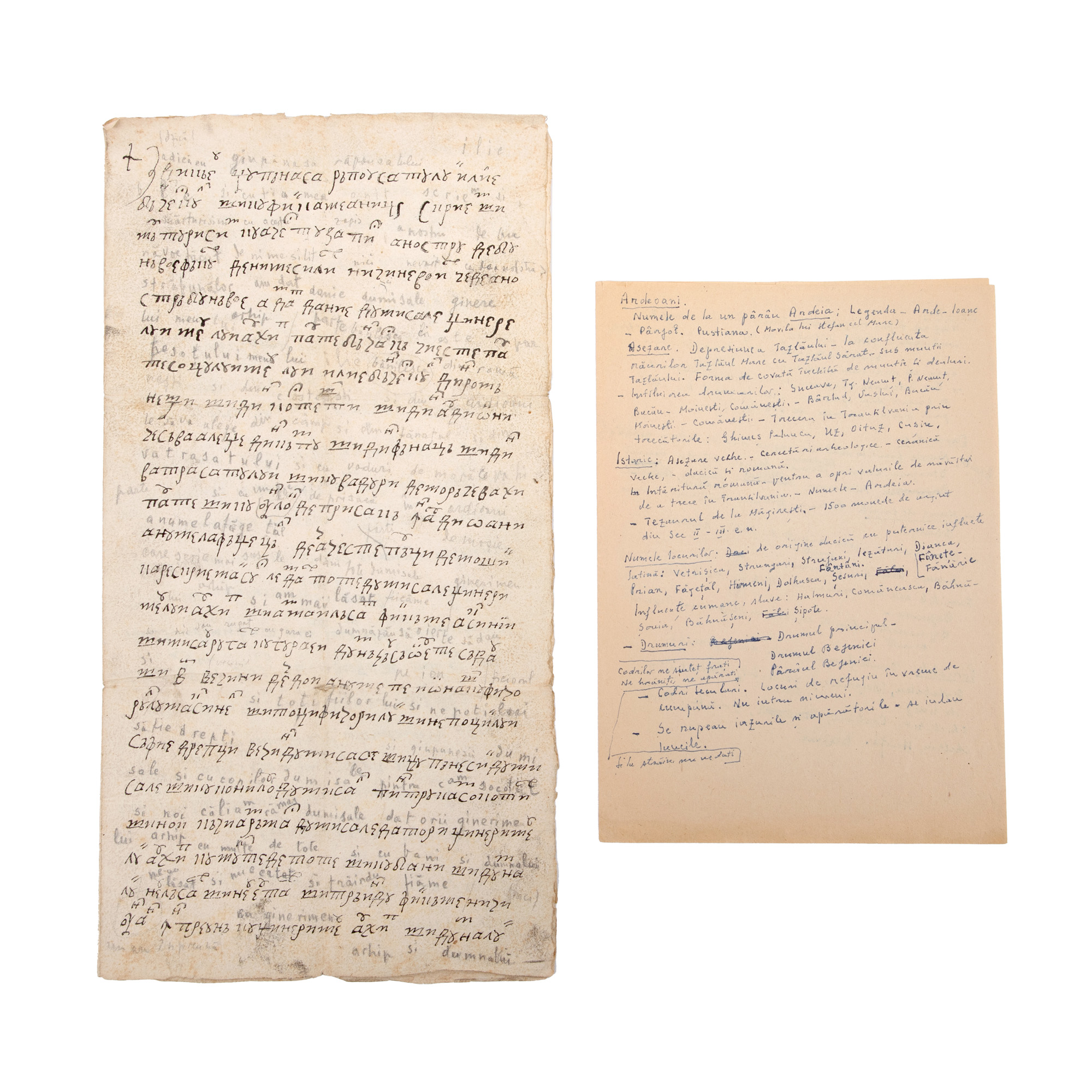 Manuscript, gift document signed by the Minister of Justice Theodosius, early 19th century, together with a handwritten monographic sketch of the settlement of Ardeoani