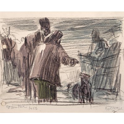 Ilustrație pentru „Baltagul" lui Mihail Sadoveanu, realizată de Ștefan Constantinescu, 1957