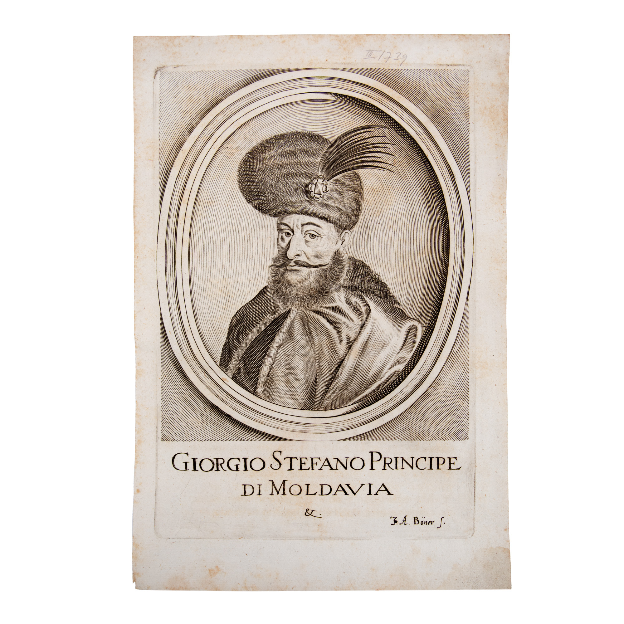 Portrait of the Moldavian ruler Gheorghe Ștefan, using the likeness of Michael the Brave, engraving by Johann Alexander Böner, Vienna, approx. 1699
