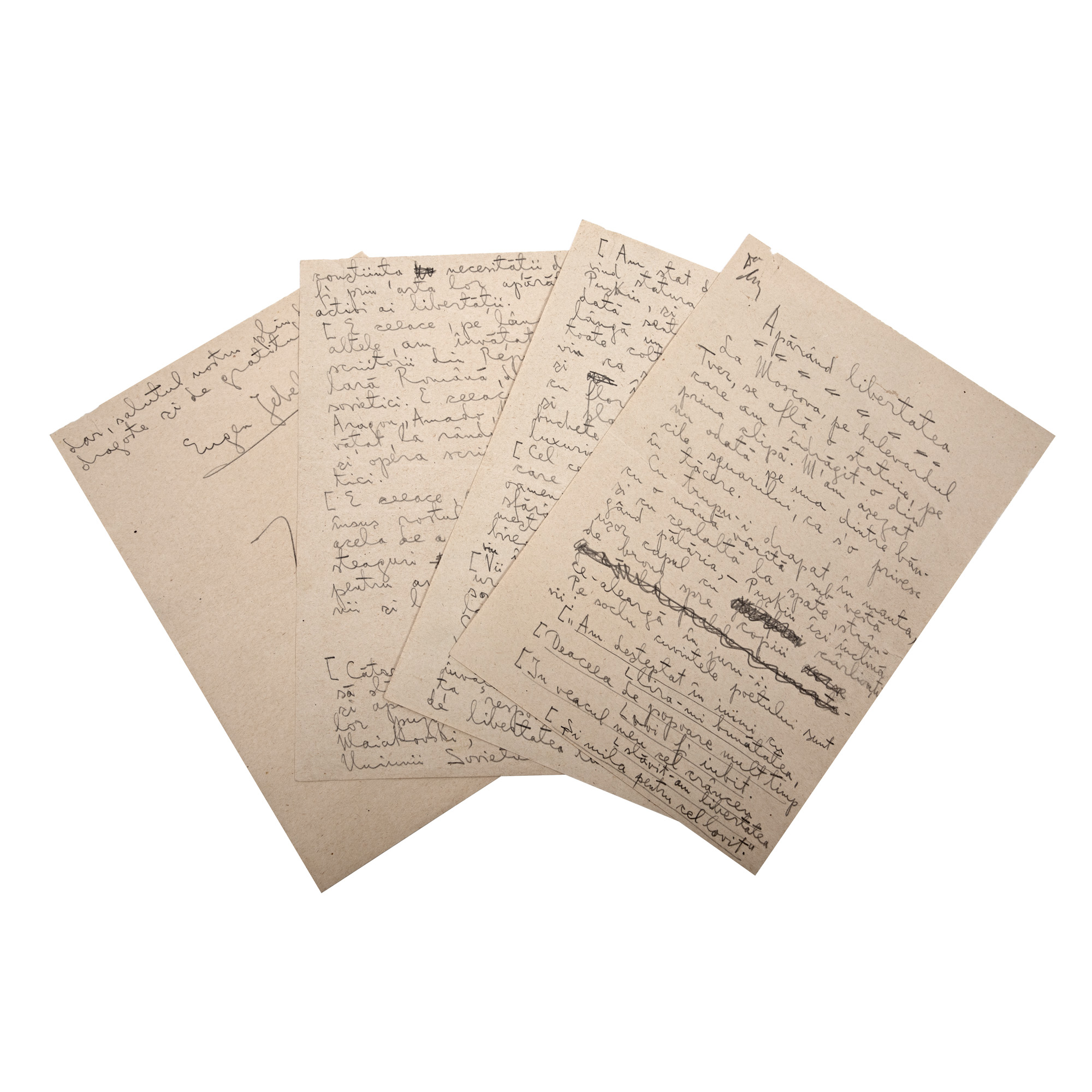Manuscris ”Apărând libertatea”, de Eugen Jebeleanu, provine din arhiva fostului Ministru de Externe George Macovescu 