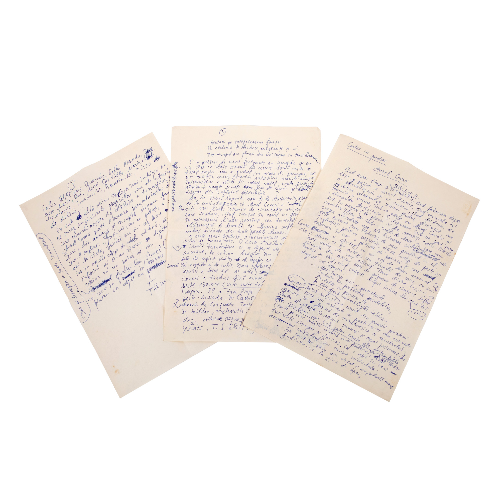 Manuscript chapter written by Fănuș Neagu from the volume ‘Cartea cu prieteni’ (The Book with Friends), with handwritten signature