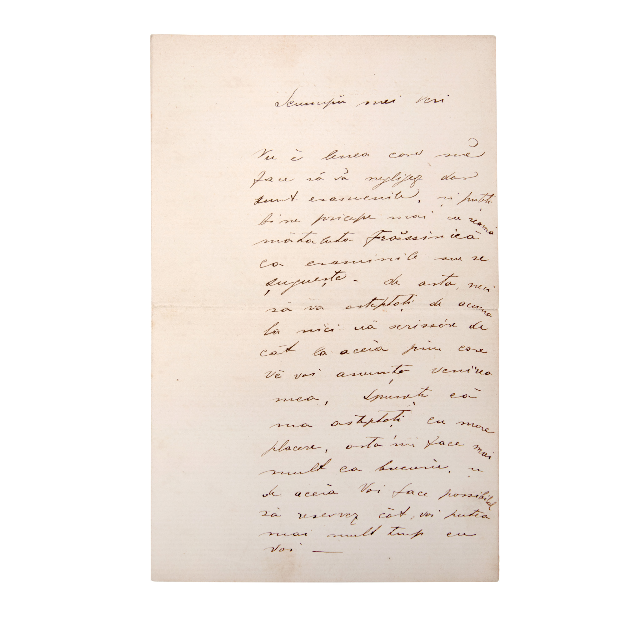 Handwritten letter written by marshal Alexandru Averescu in his youth, approx. 1885