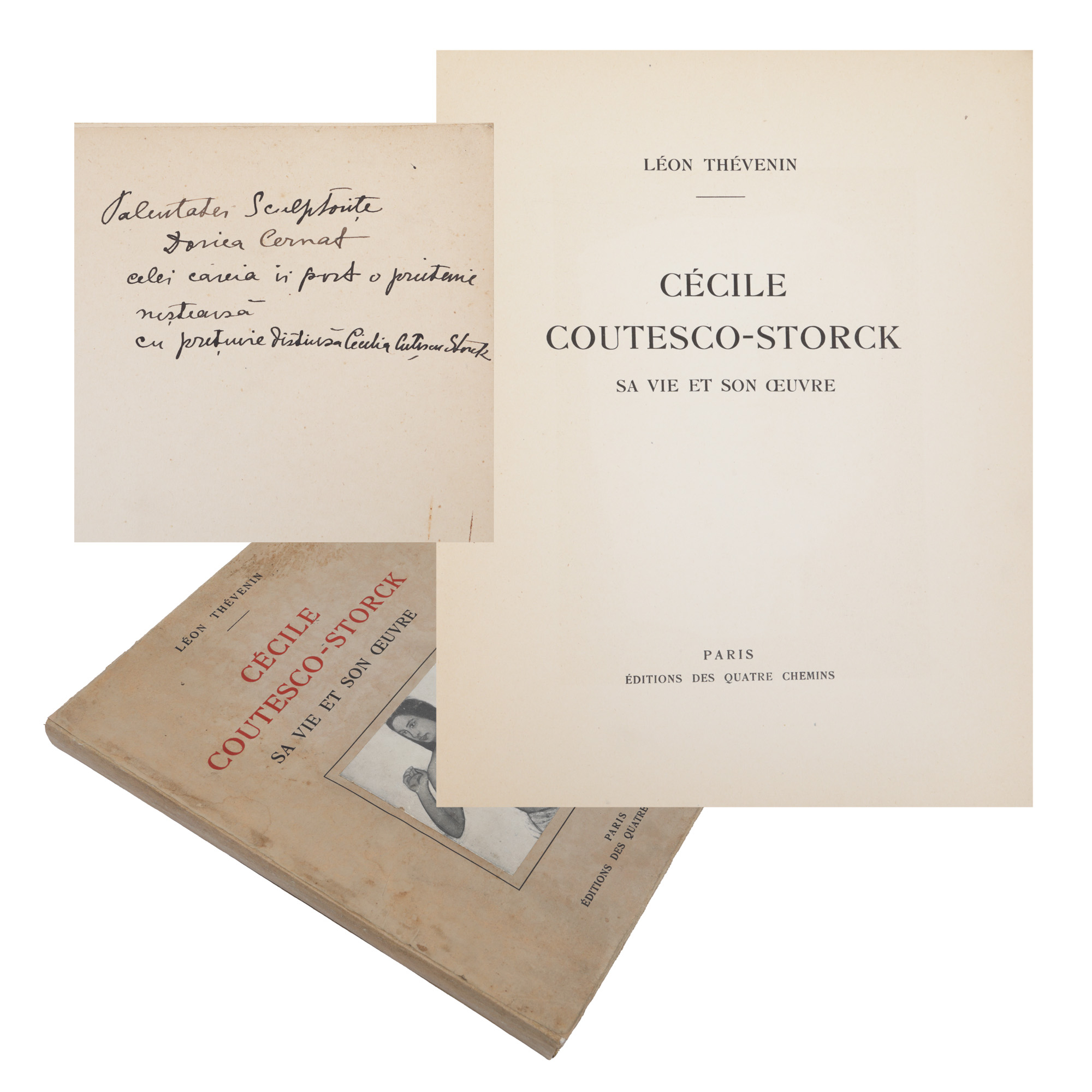 ‘Cecilia-Cuțescu Storck - Viața și opera’ (Cecilia-Cuțescu Storck - Life and Works), by Leon Thevenin, French, Paris, 1932, bibliophile edition No 263/300, with handwritten dedication and signature of the artist to the sculptor Dorica Cernat