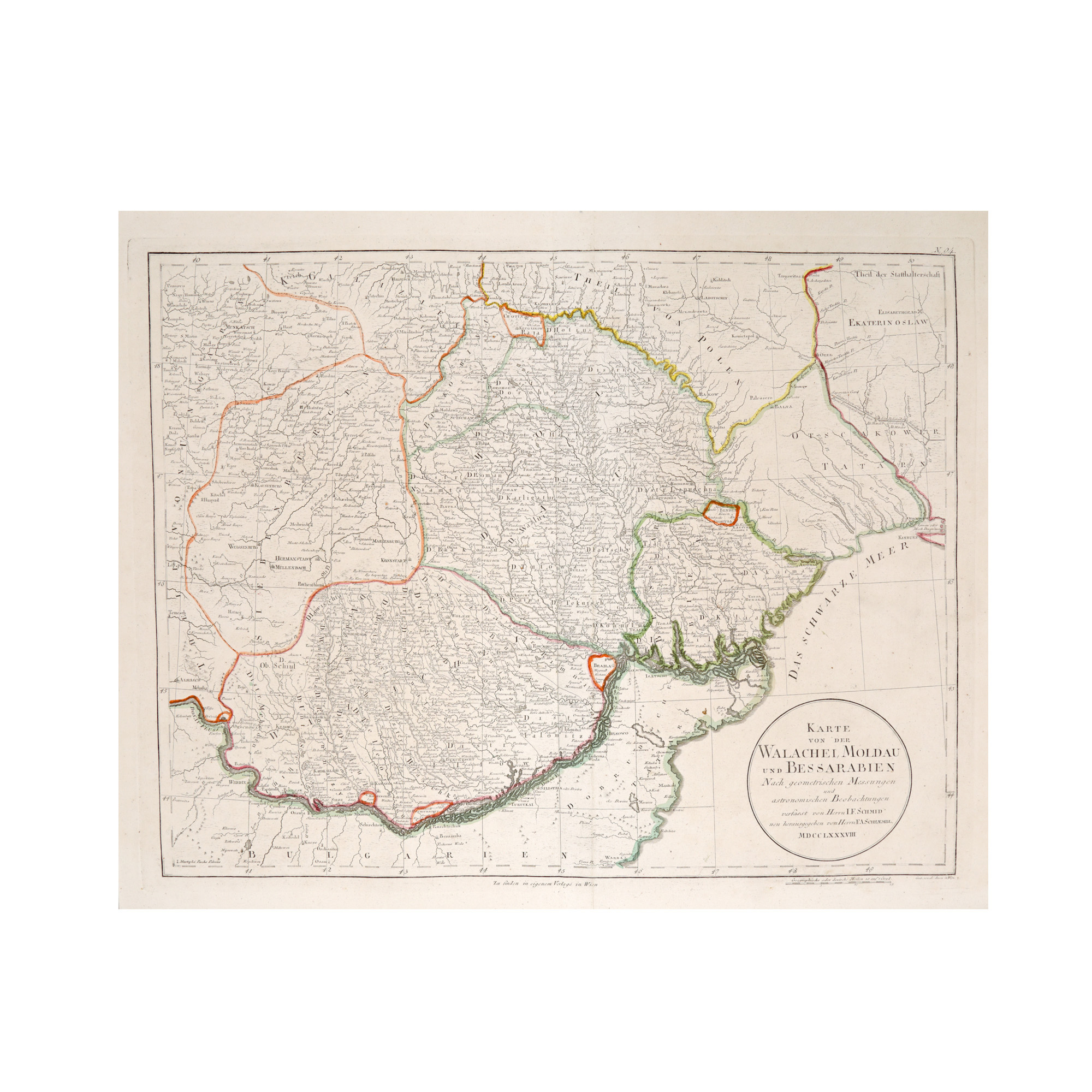 ‘Valahia, Moldova și Basarabia’ (Wallachia, Moldova and Basarabia), by Franz Anton Schraembl, Vienna, 1788