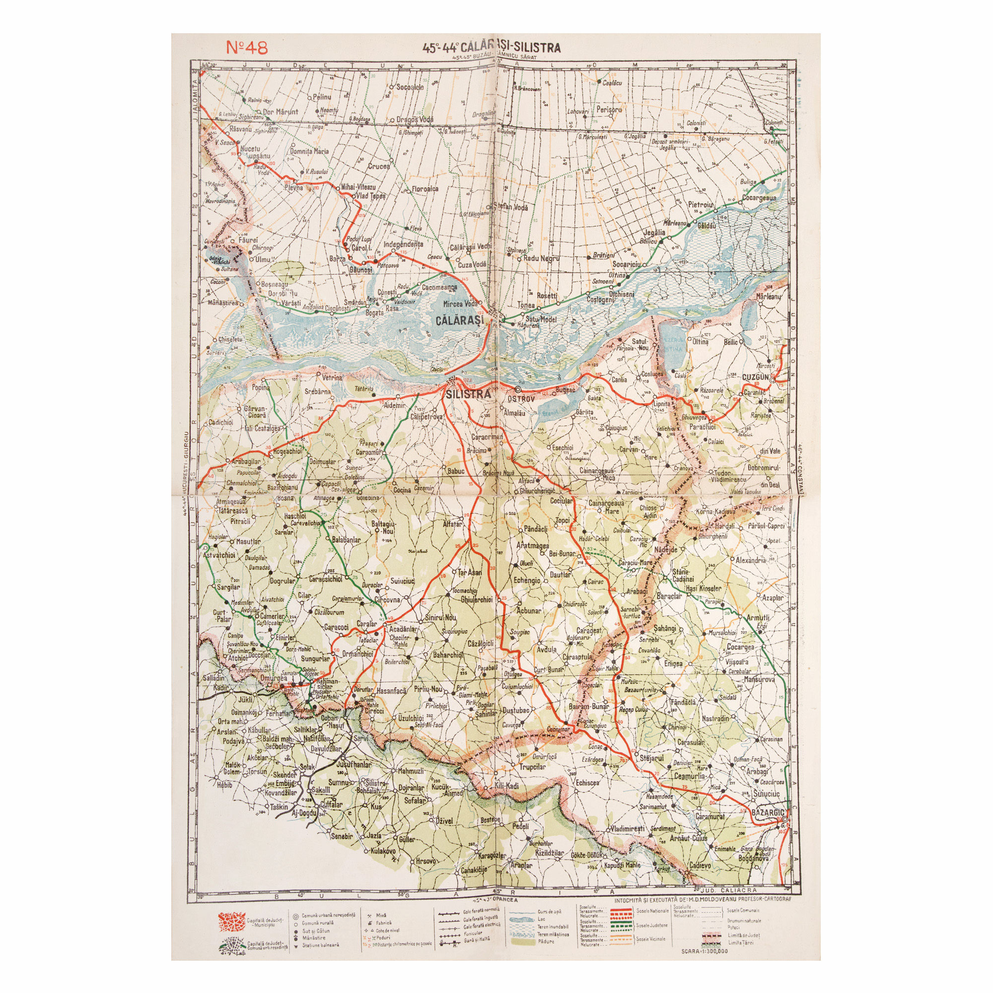 Map of Călărași-Silistra, by M.D. Moldoveanu, approx. 1930