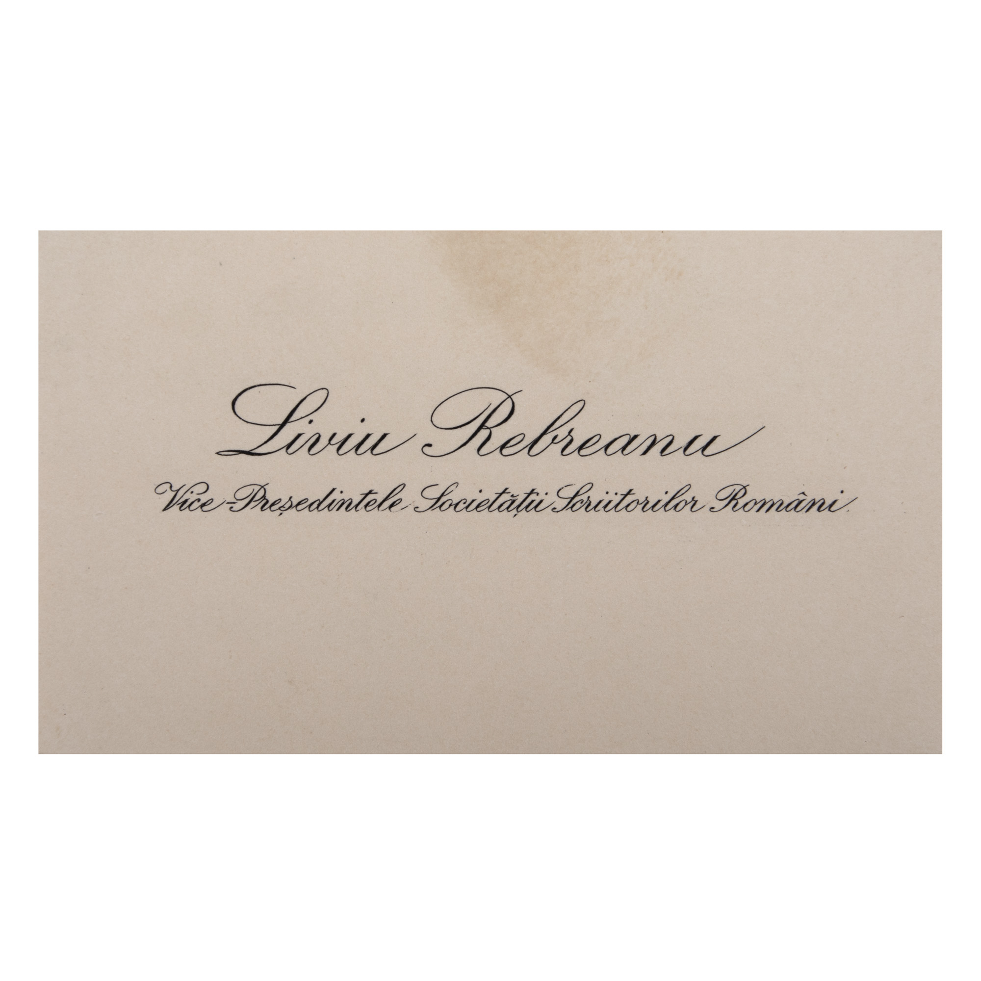 Address card of Liviu Rebreanu, with signature dated August 20, 1923 and handwritten signatures of the writer