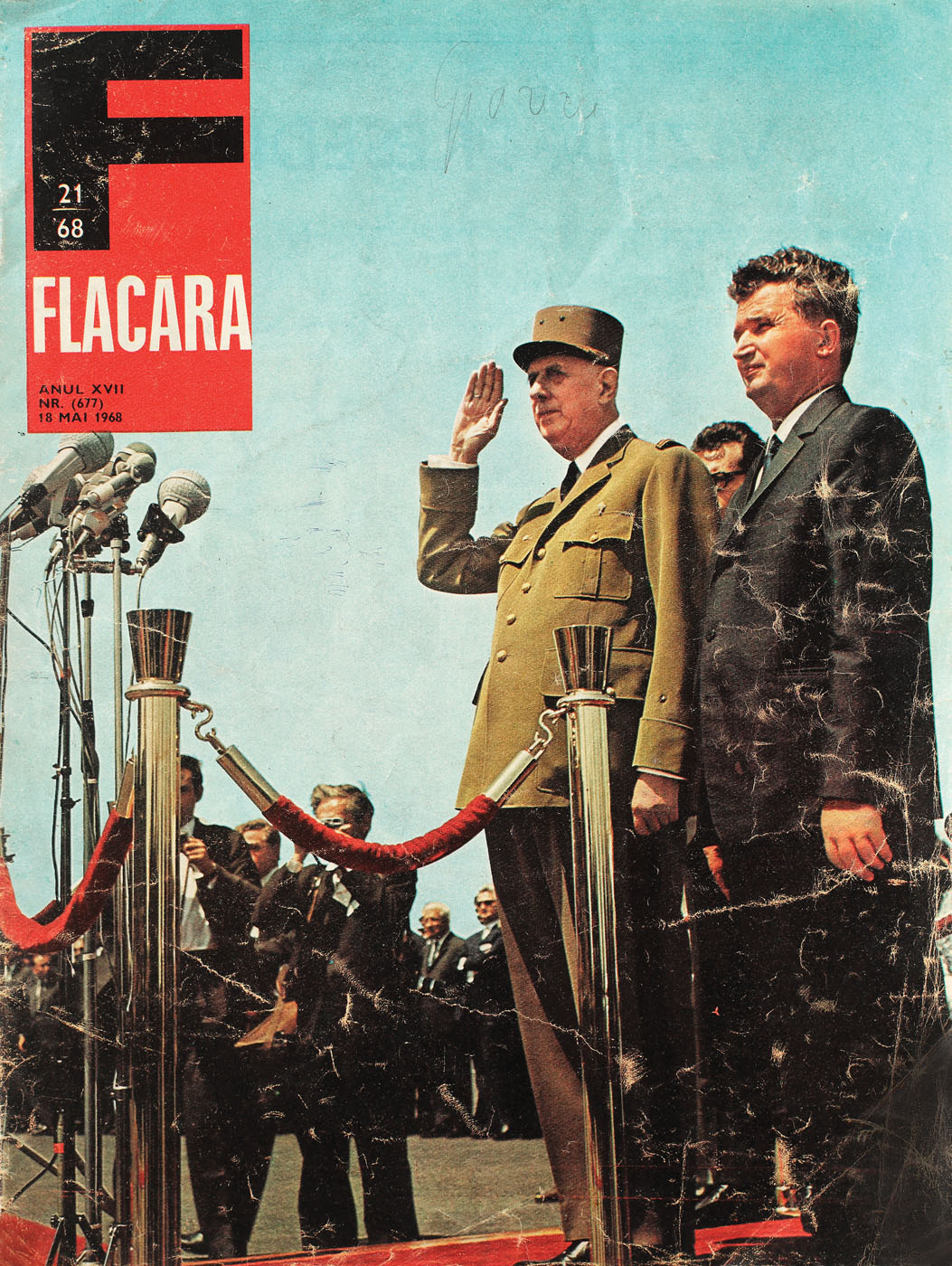 Revista "Flacăra" nr. 677/18 mai 1968, prezintă vizita preşedintelui Charles De Gaulle la București