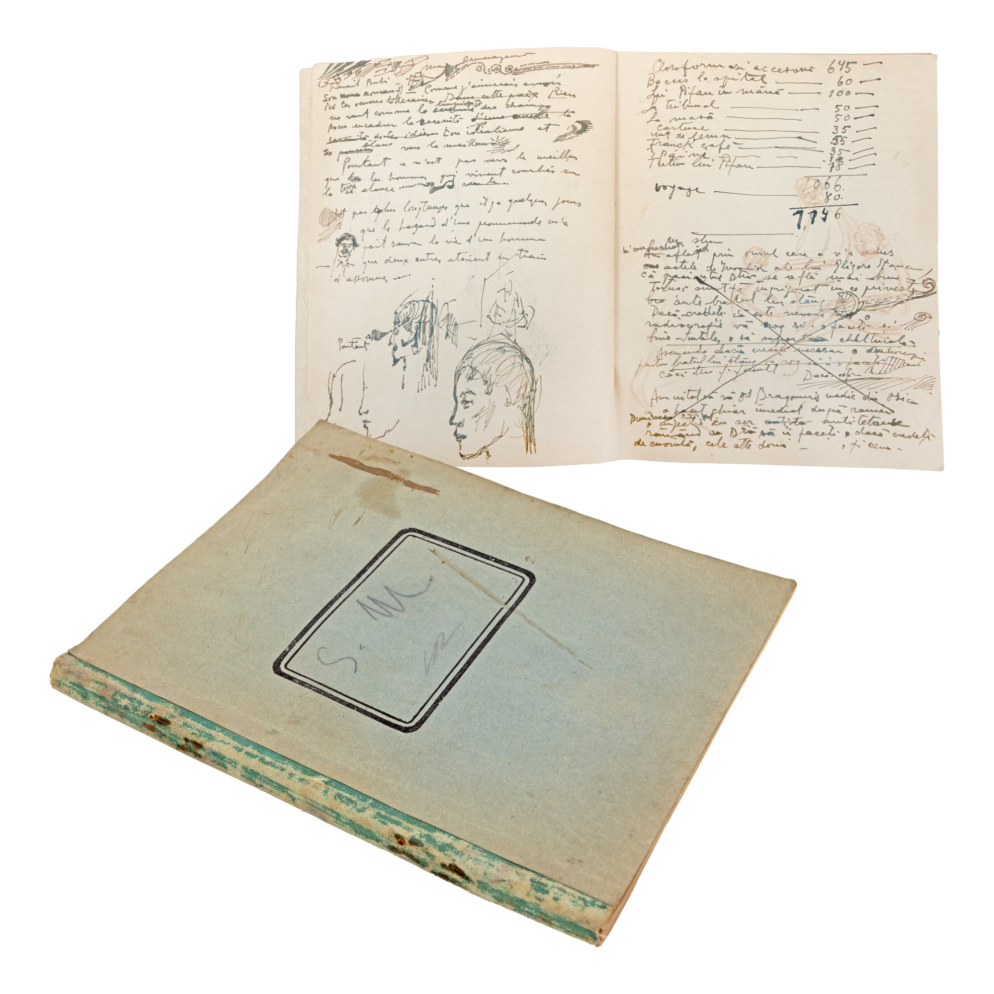 Caiet de schițe și însemnări ce i-a aparținut pictorului Samuel Mützner, provine din colecția Rodica Maniu și Samuel Mützner