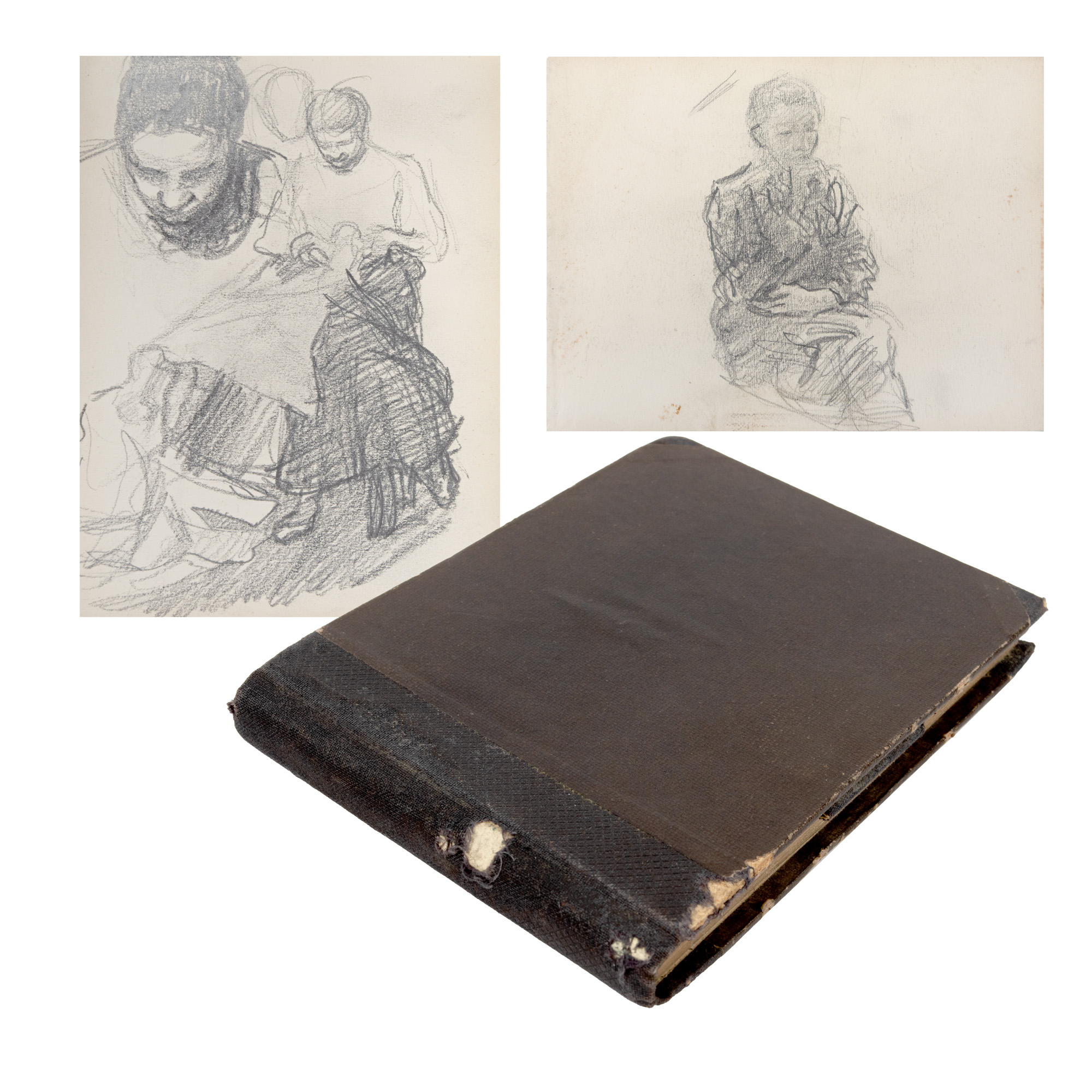Large sketchbook, portrait attempts and notes, belonged to the painter Samuel Mützner, from the Rodica Maniu and Samuel Mützner collection.