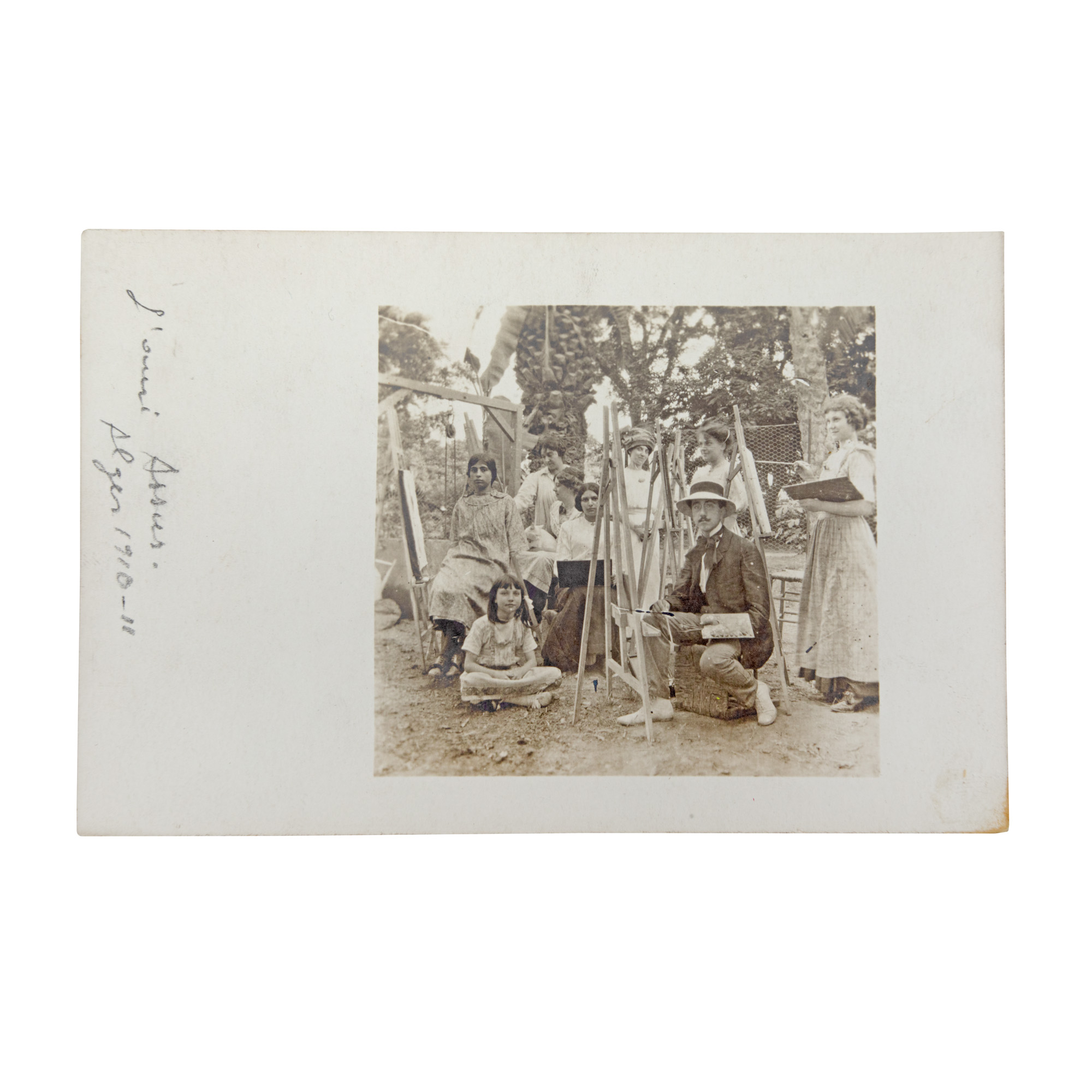 Painter Samuel Mützner at the easel, Algeria (after Paris, Mutzner completed his studies at the Academie Nouvelle de Peinture in Algiers), 1910-1911, from the collection of Rodica Maniu and Samuel Mützner