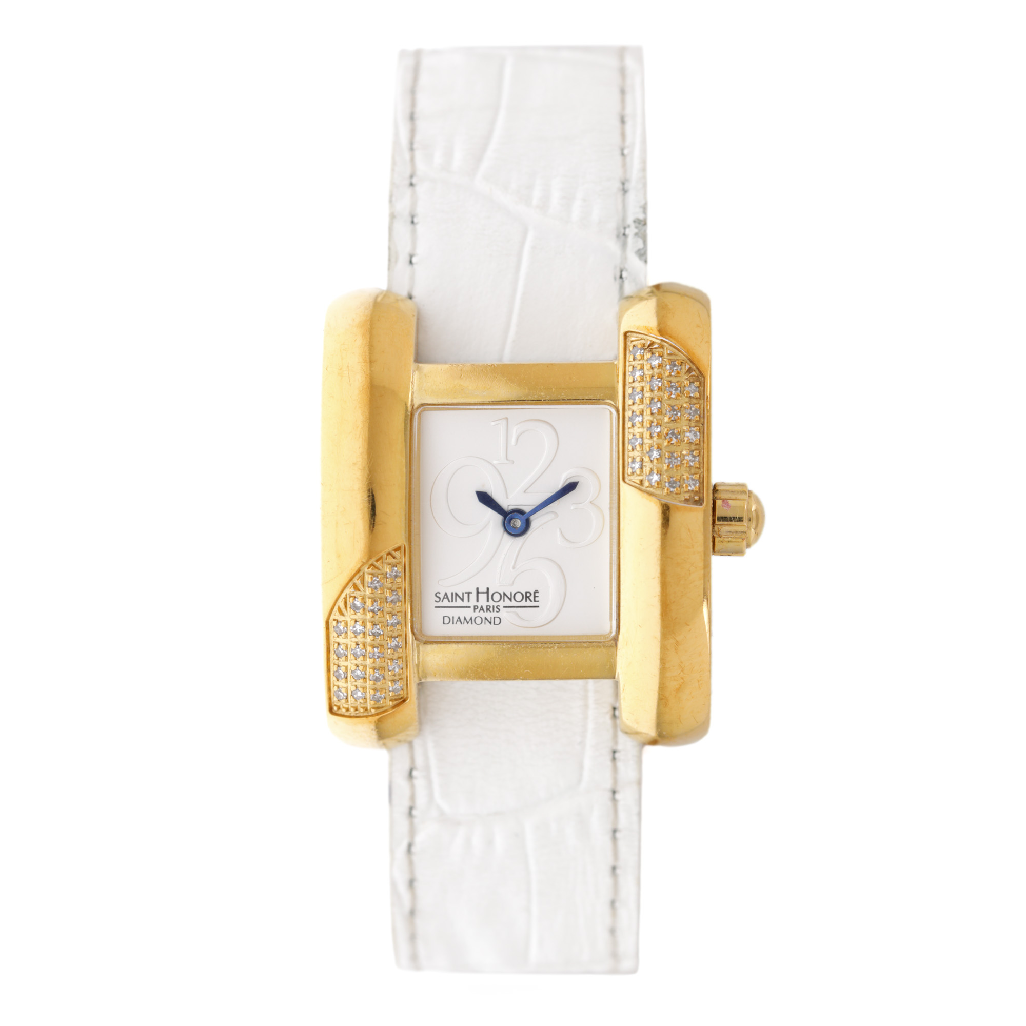 Ceas Saint Honore Paris, cu diamante, de mână, de damă, însoțit de cutia originală, trei curele adiționale, acte de proveniență și card de garanție