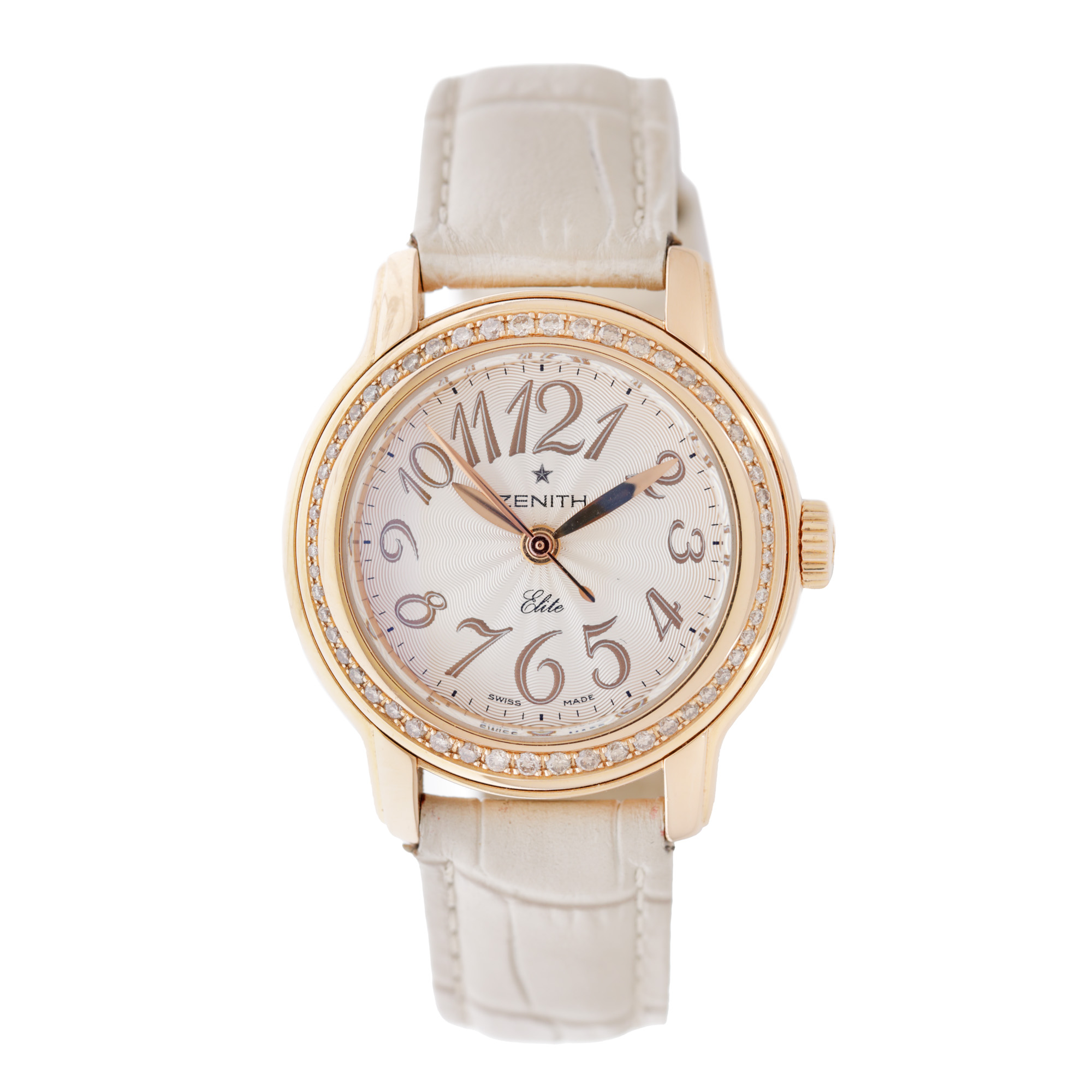Zenith Baby Star Elite, rose gold wristwatch, with diamonds, women's, guarantee card and original box