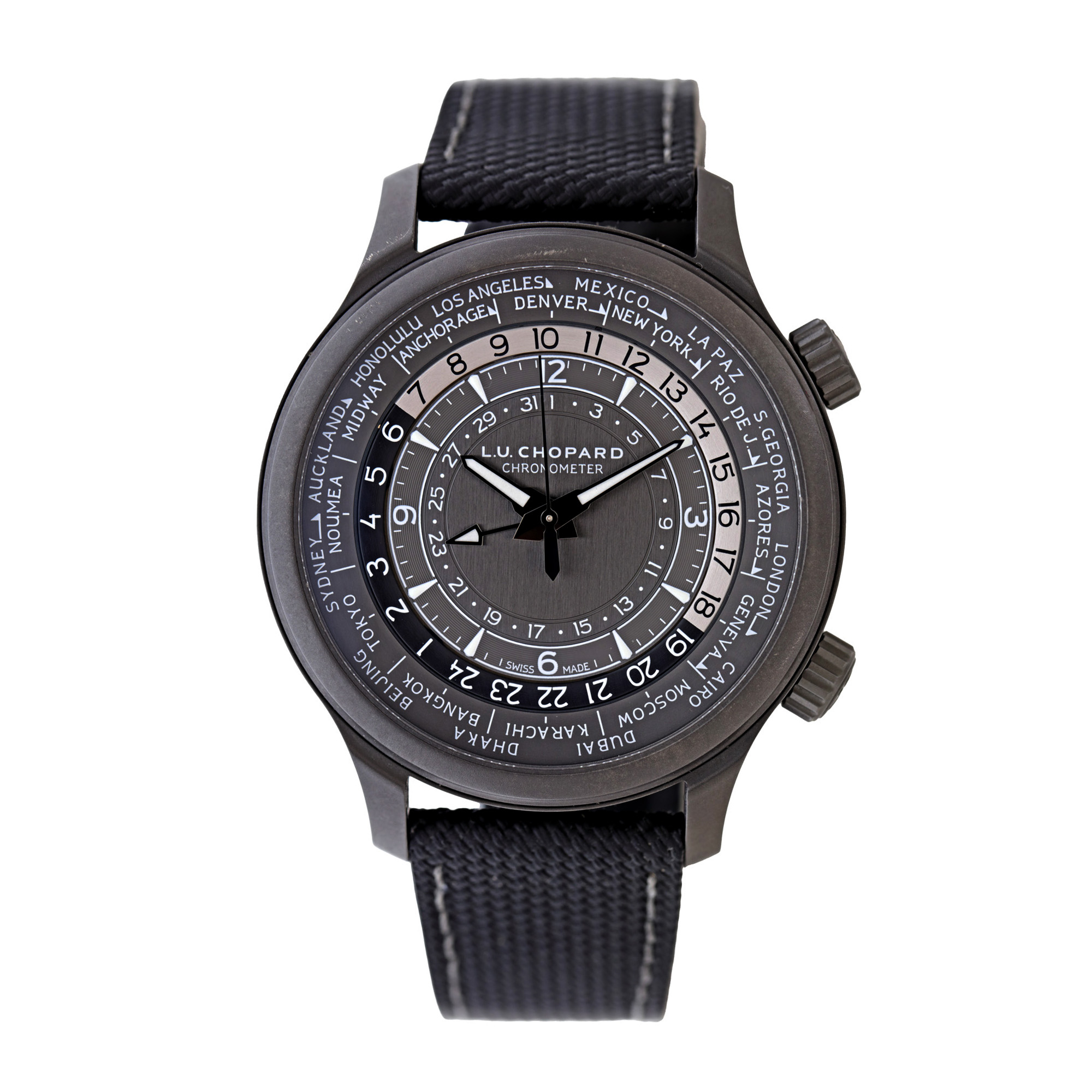 Ceas LU Chopard Time traveller, din titan, de mână, bărbătesc