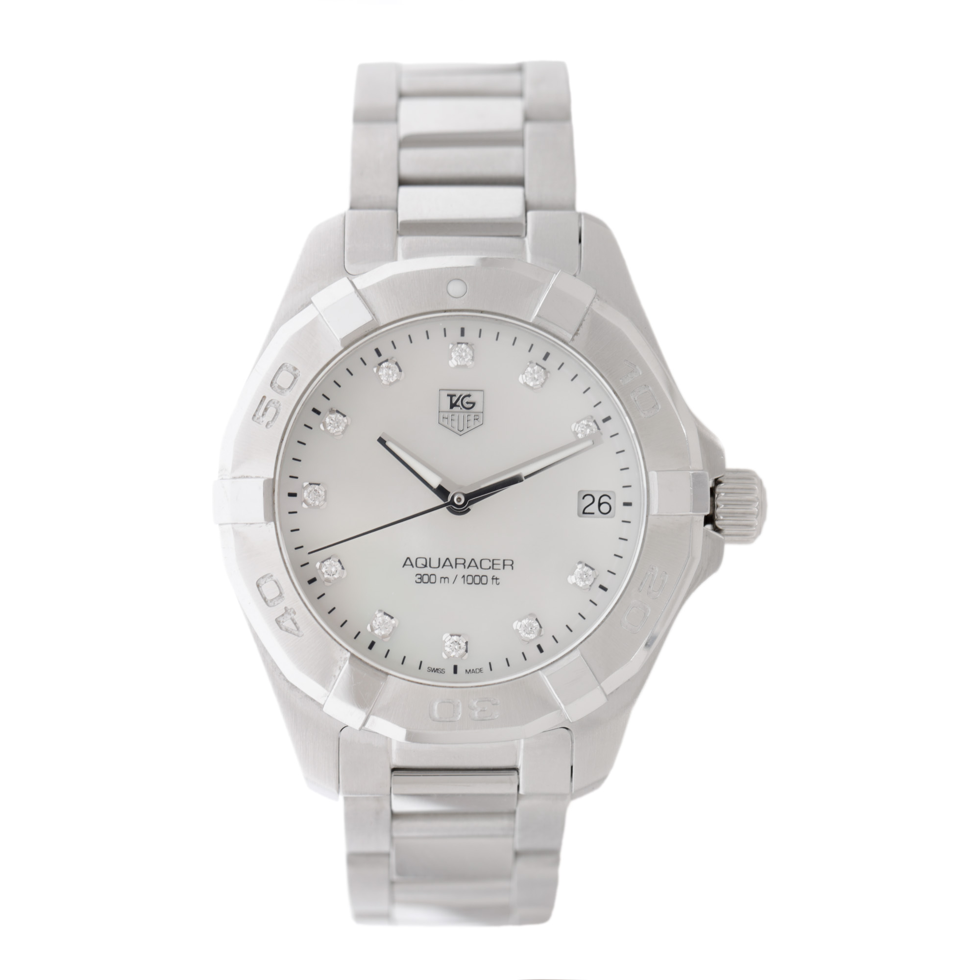Tag Heuer Aquaracer wristwatch, with diamonds, women's, original box, authenticity card for diamonds and guarantee card 