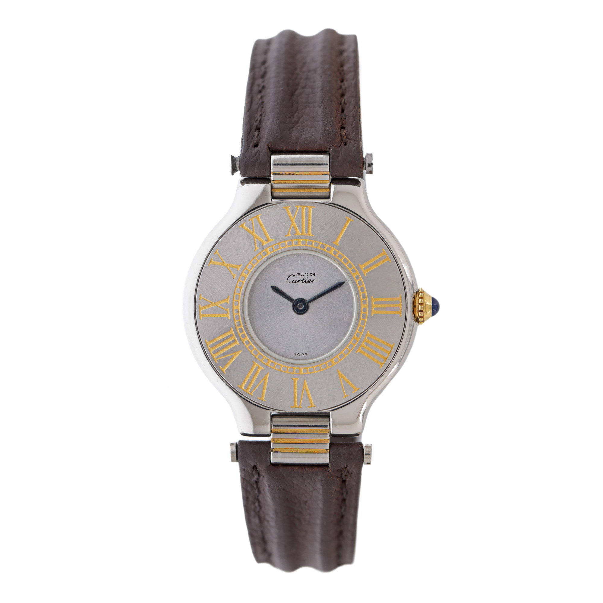 Ceas Cartier Must de Cartier, de mână, de damă, însoțit de cutia originală, certificat de garanție și manual de instrucțiuni