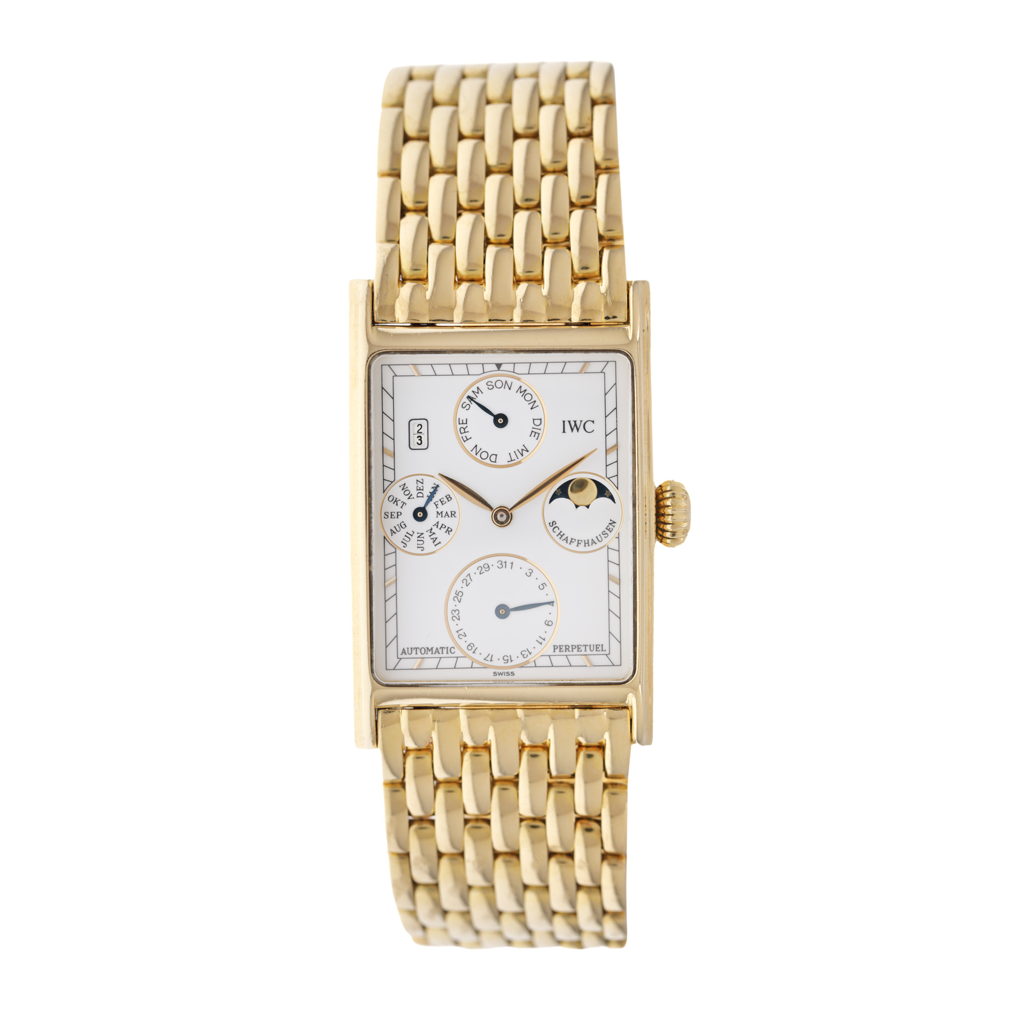 Ceas IWC Novecento Perpetual Calendar, din aur, de mână, unisex