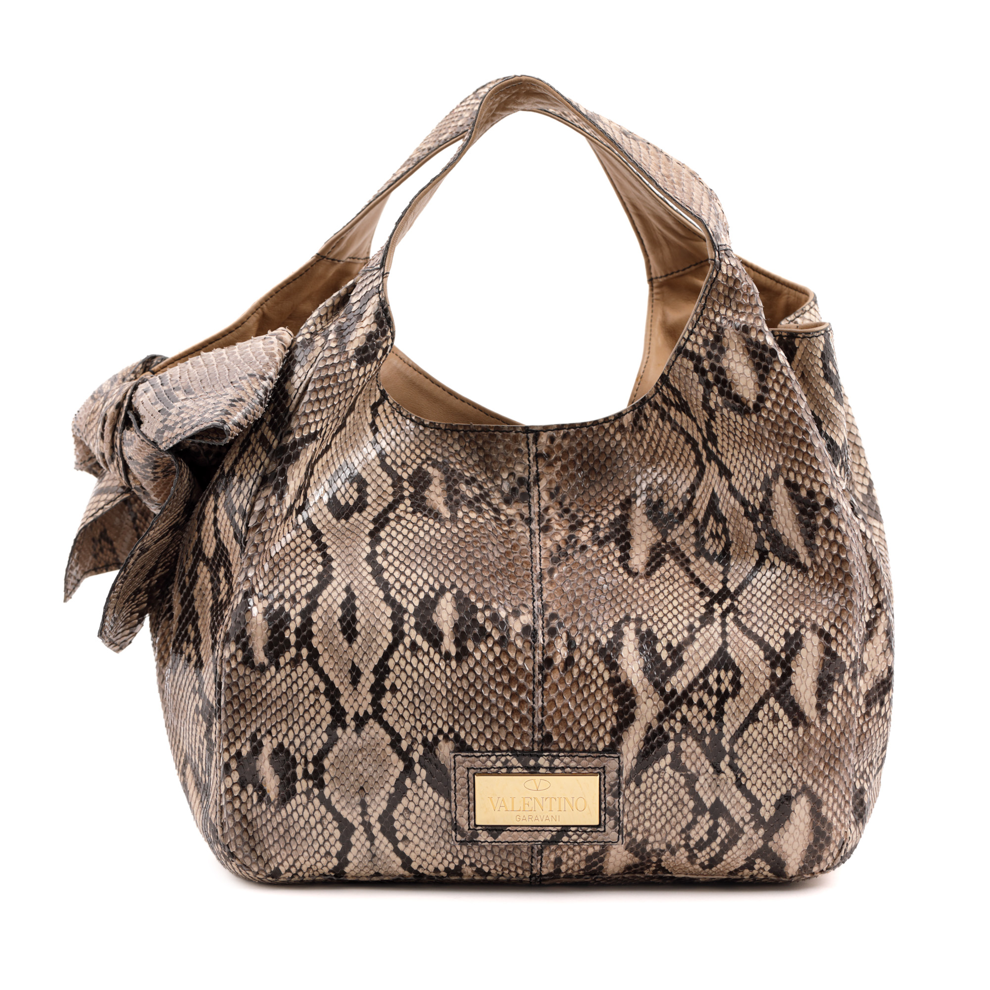 Geantă Valentino Garavani, din piele de piton, Nuage Hobo Bow 