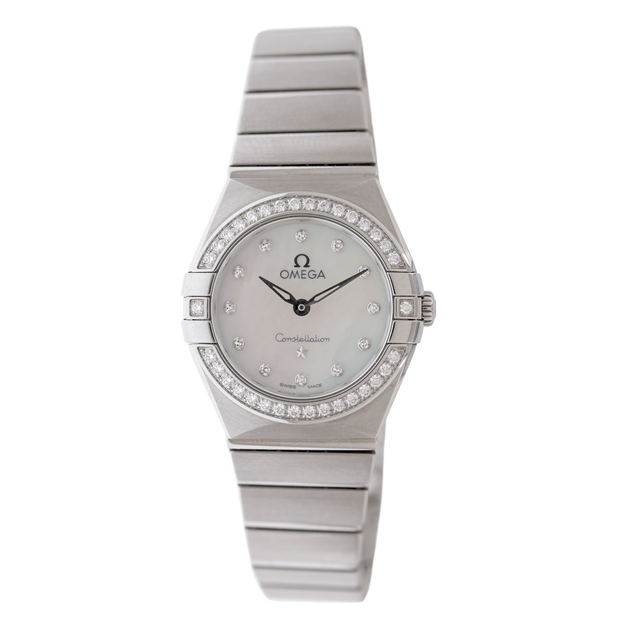 Ceas Omega Constalation, cu diamante, de mână, de damă, însoțit de cutia originală