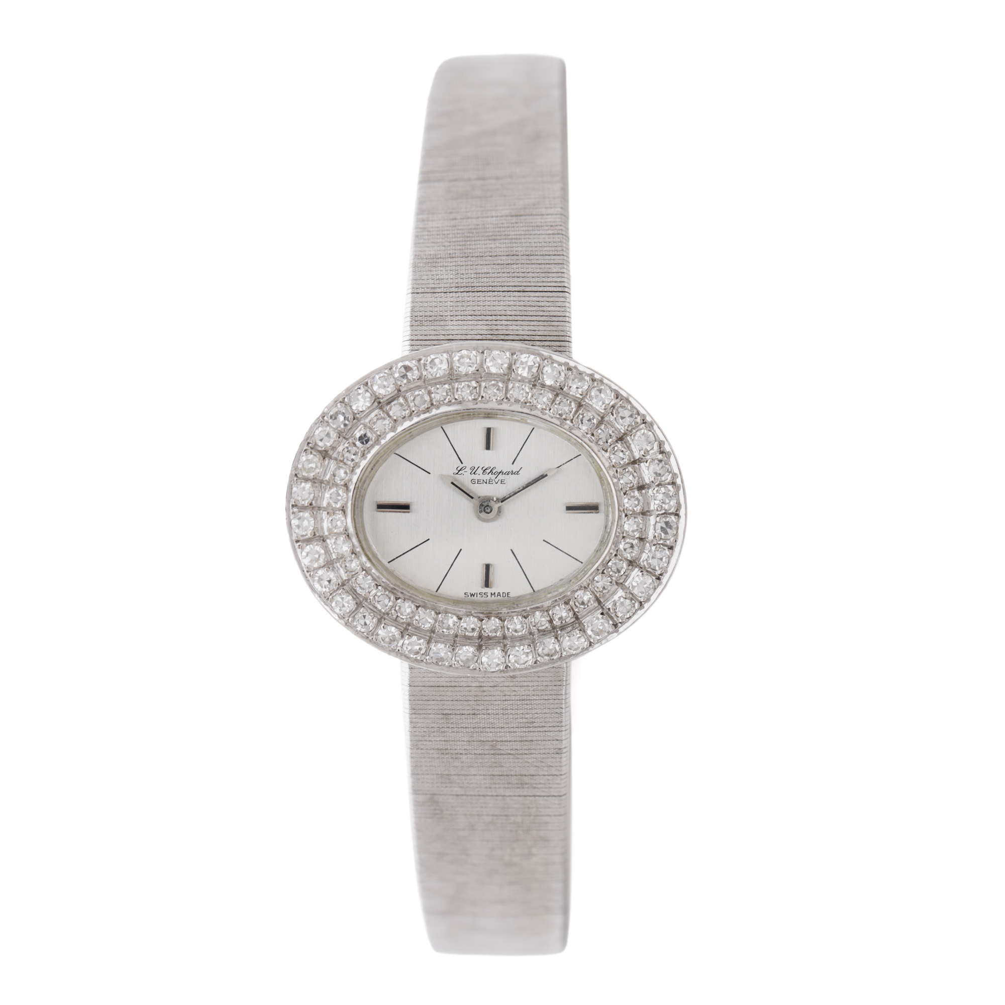 Ceas Chopard, din aur, cu diamante, de mână, de damă, însoțit de etuiul original