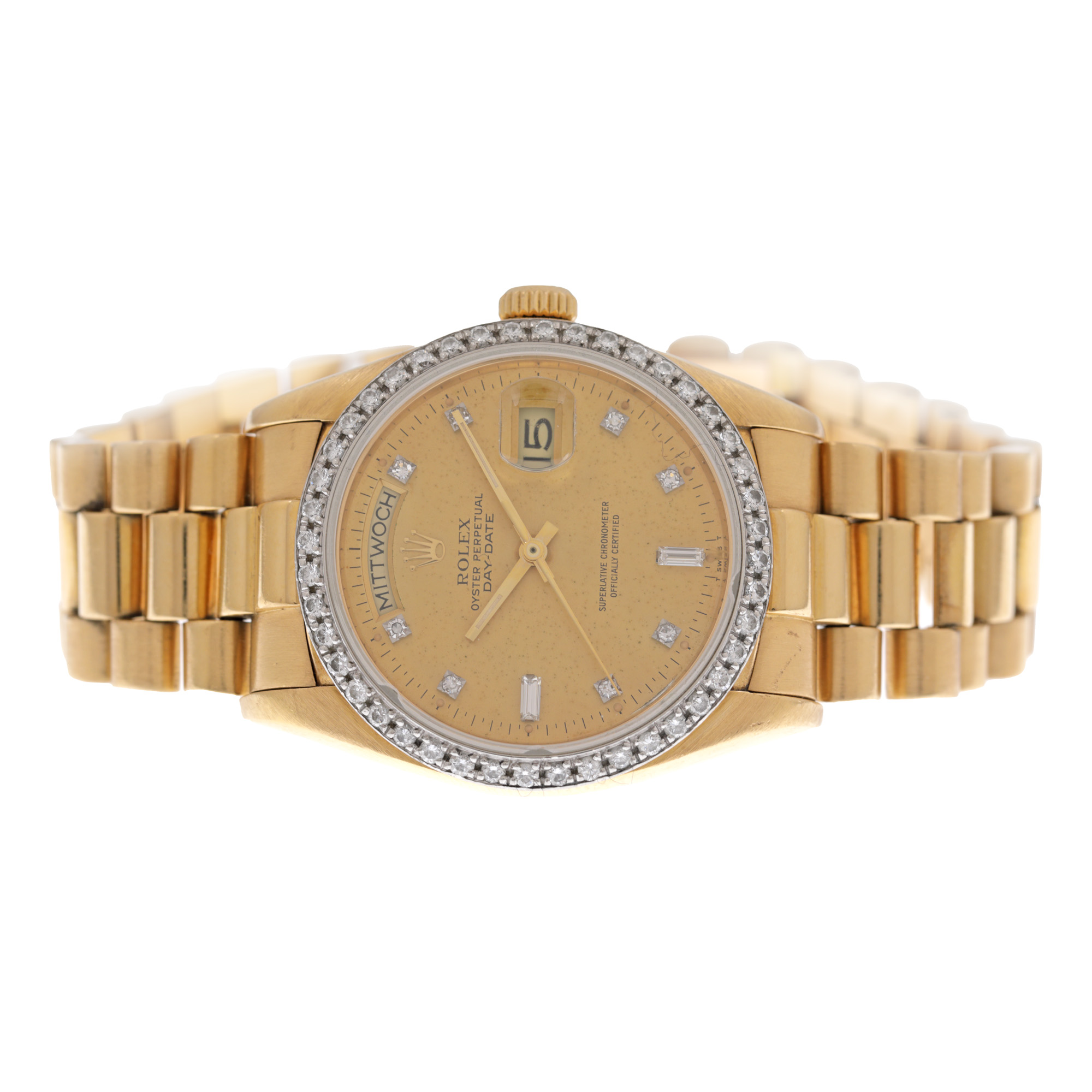 Ceas Rolex DayDate, din aur, cu diamante, de mână, de damă
