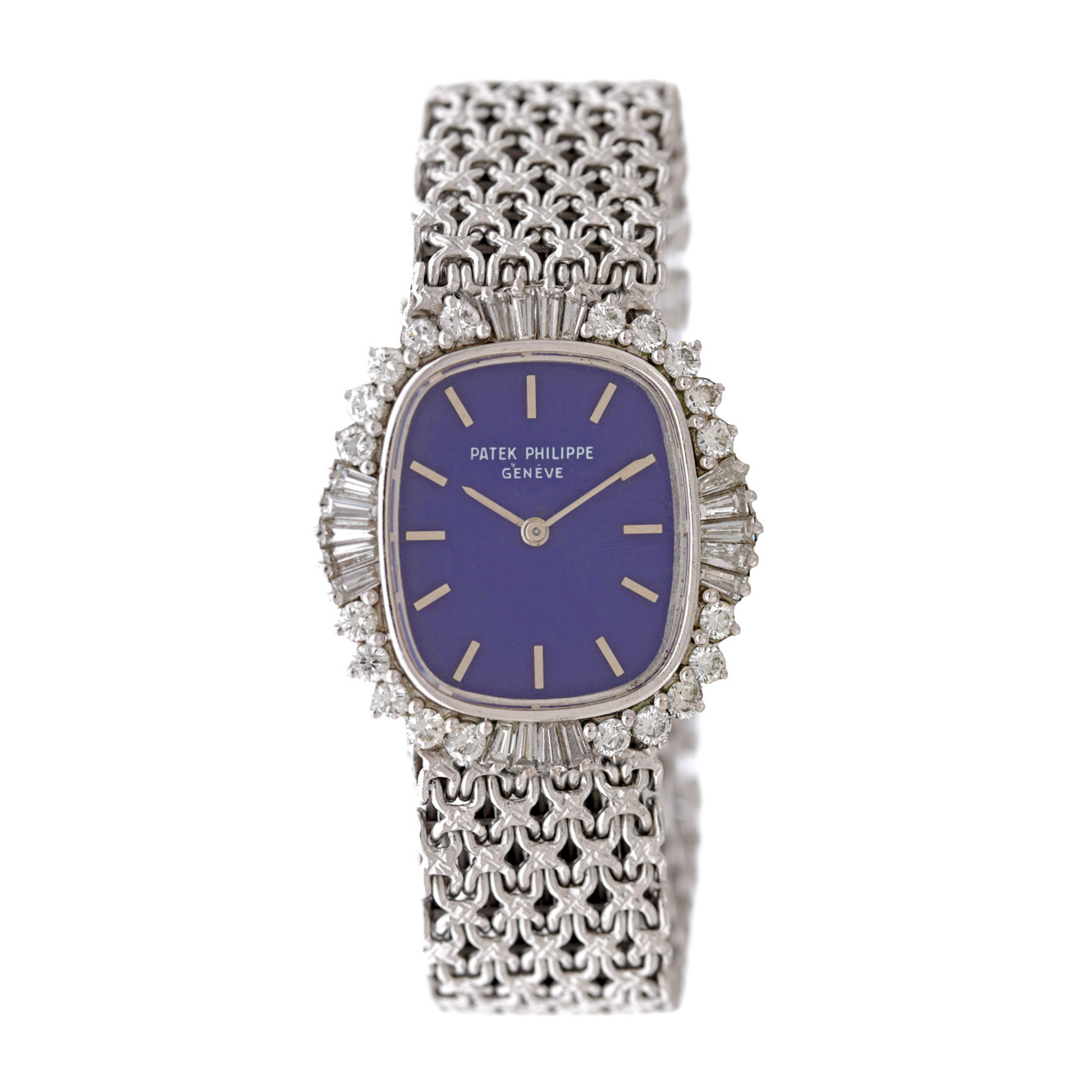 Ceas Patek Philippe, din aur alb, cu diamante, de mână, de damă