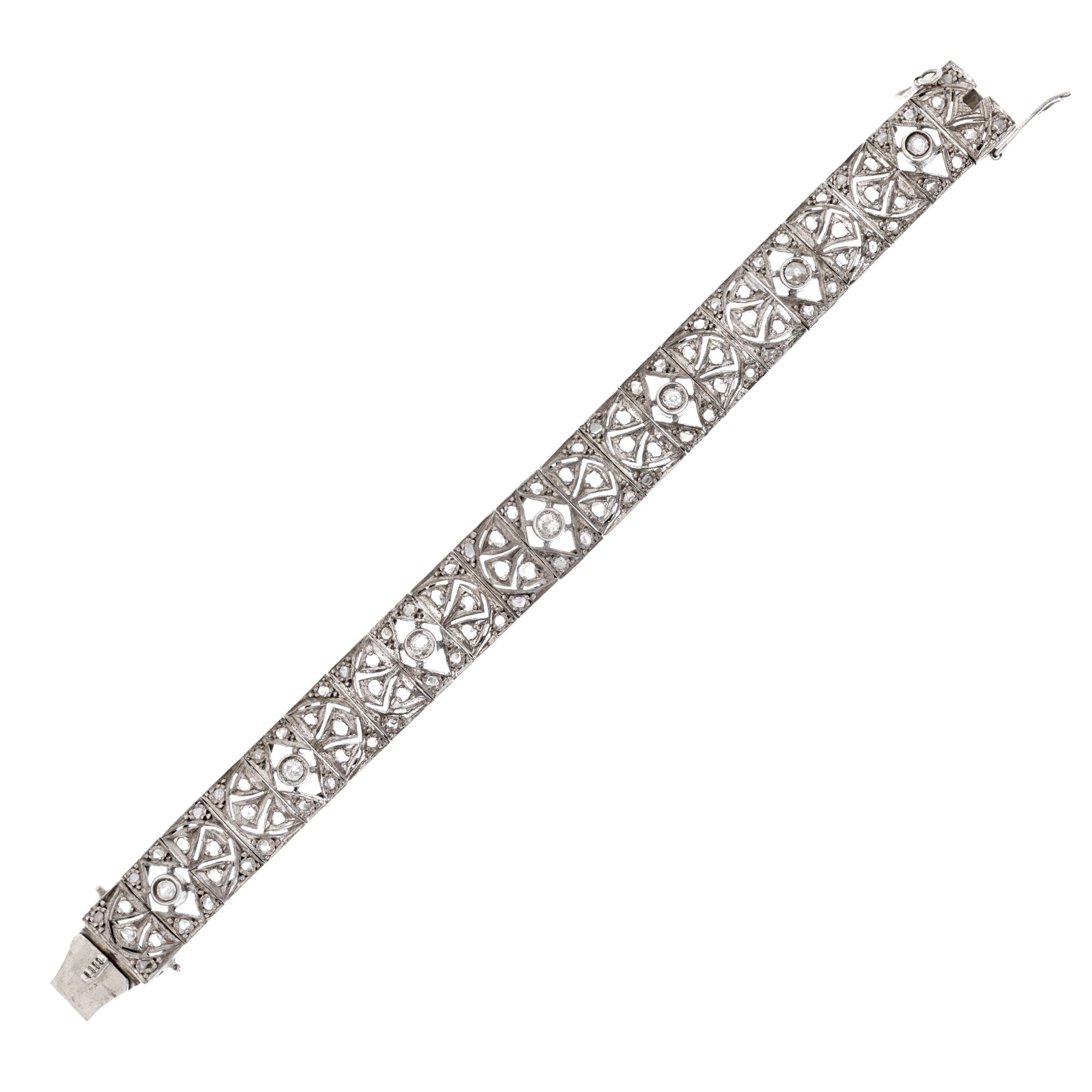 Silver Art Deco style bracelet, adorned with diamonds