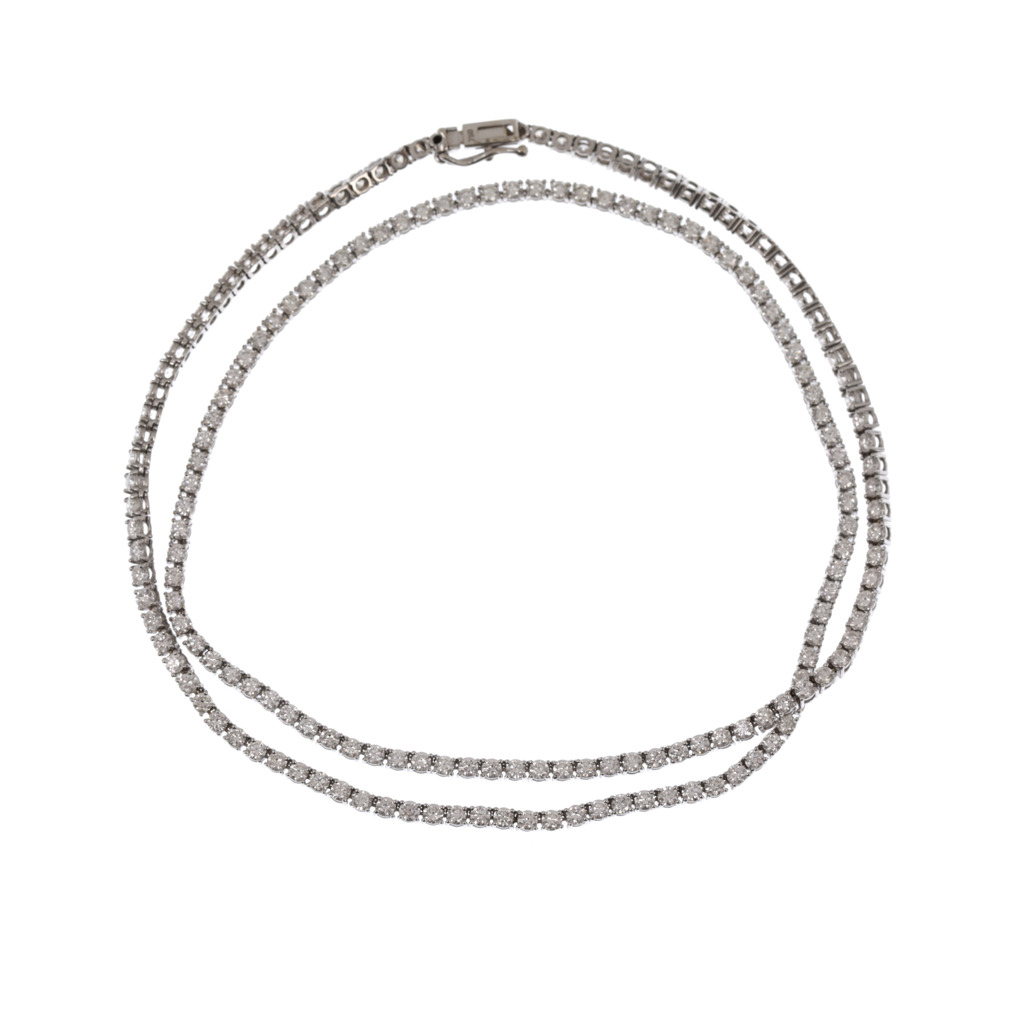 White gold tennis necklace, adorned with diamonds