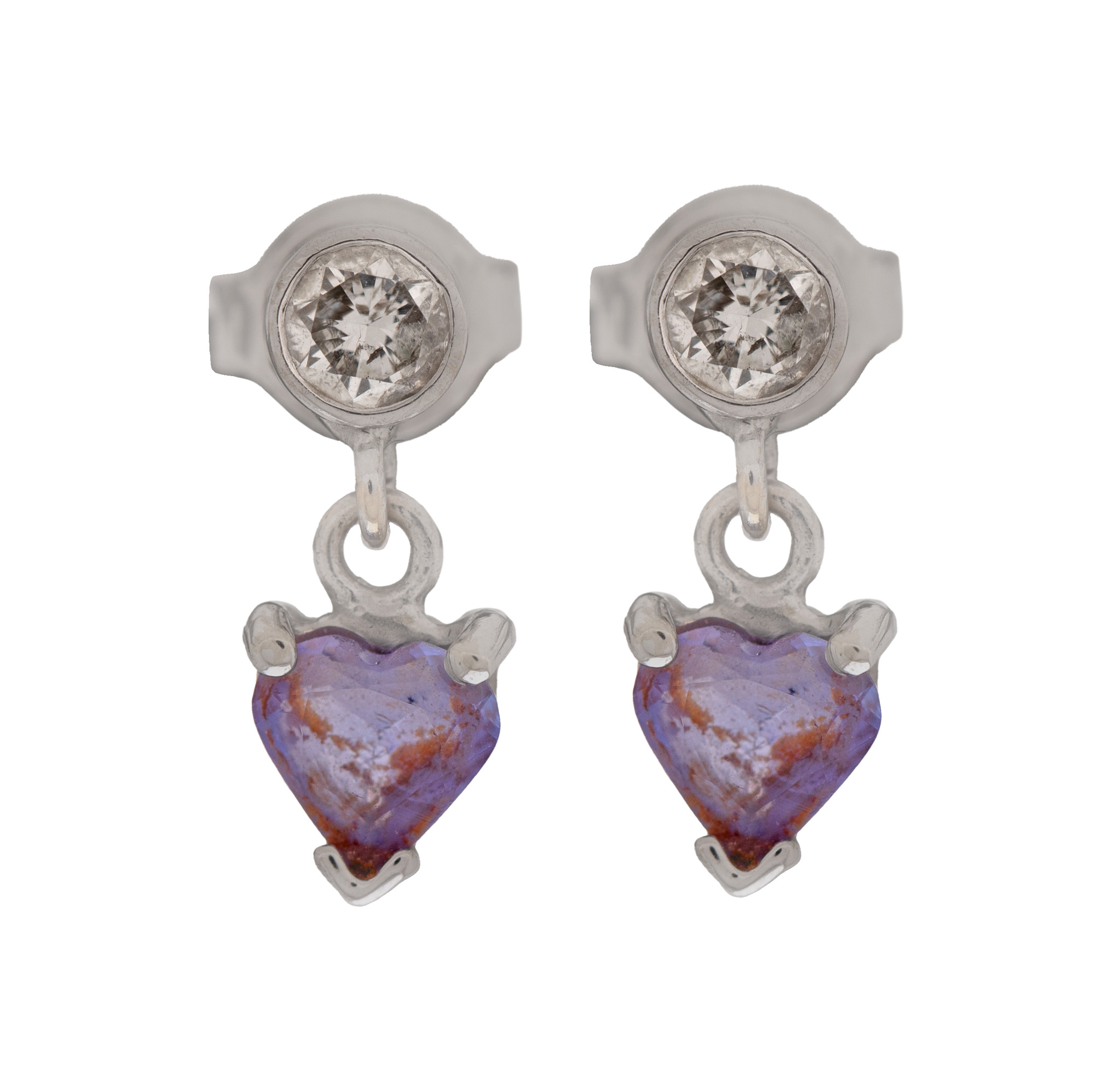 Pereche de cercei din aur alb, decorată cu tanzanite și diamante