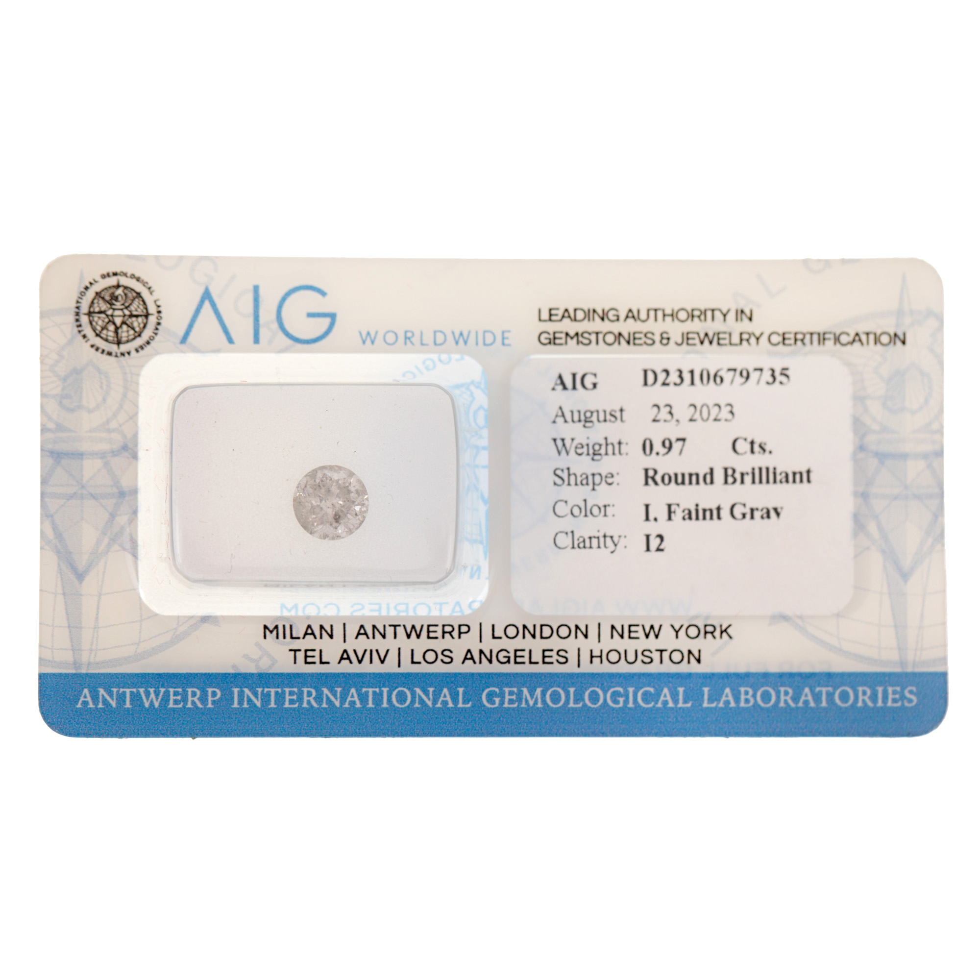 Diamant 0,97 ct., însoțit de certificat AIG