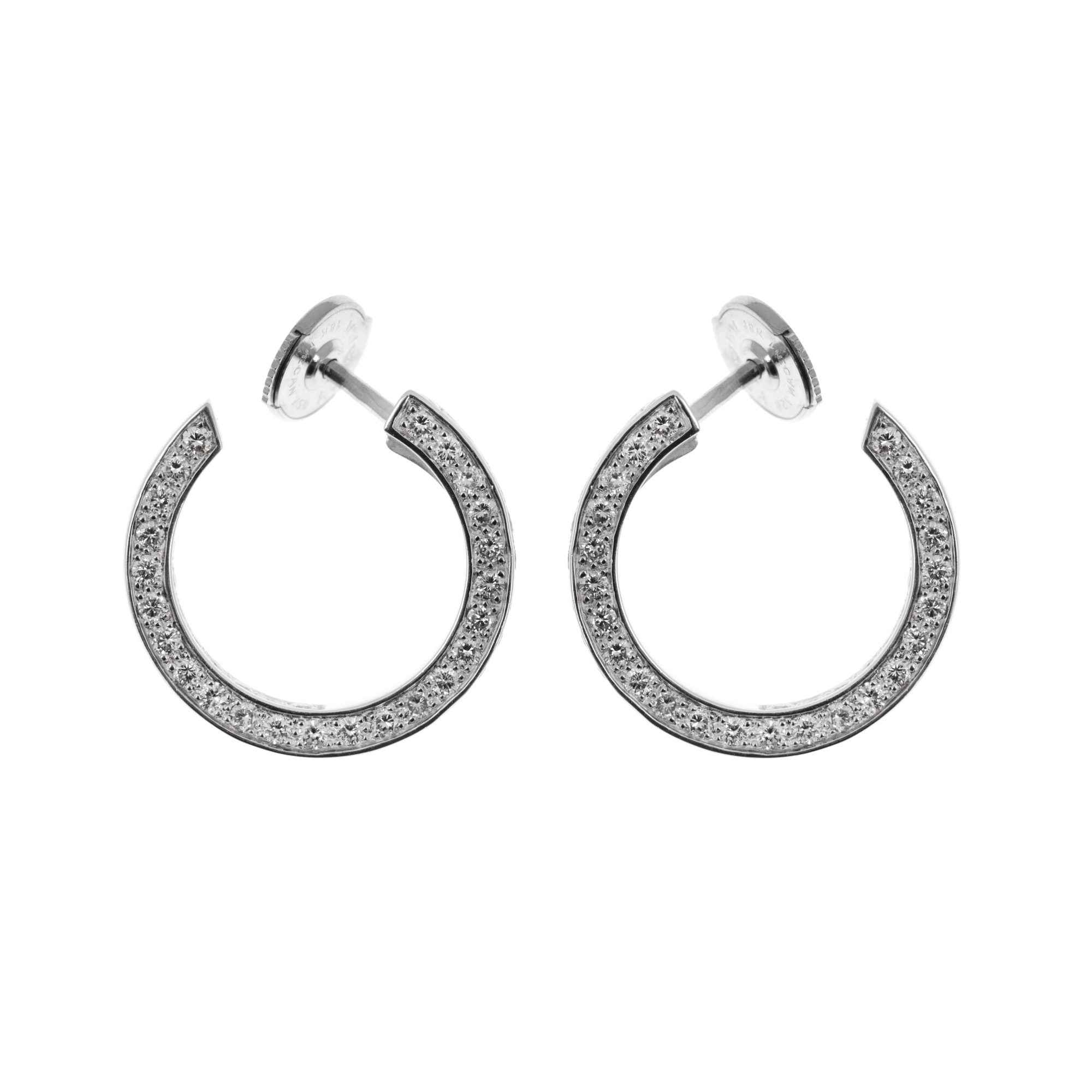 Pair of white gold earrings, adorned with a multitude of diamonds