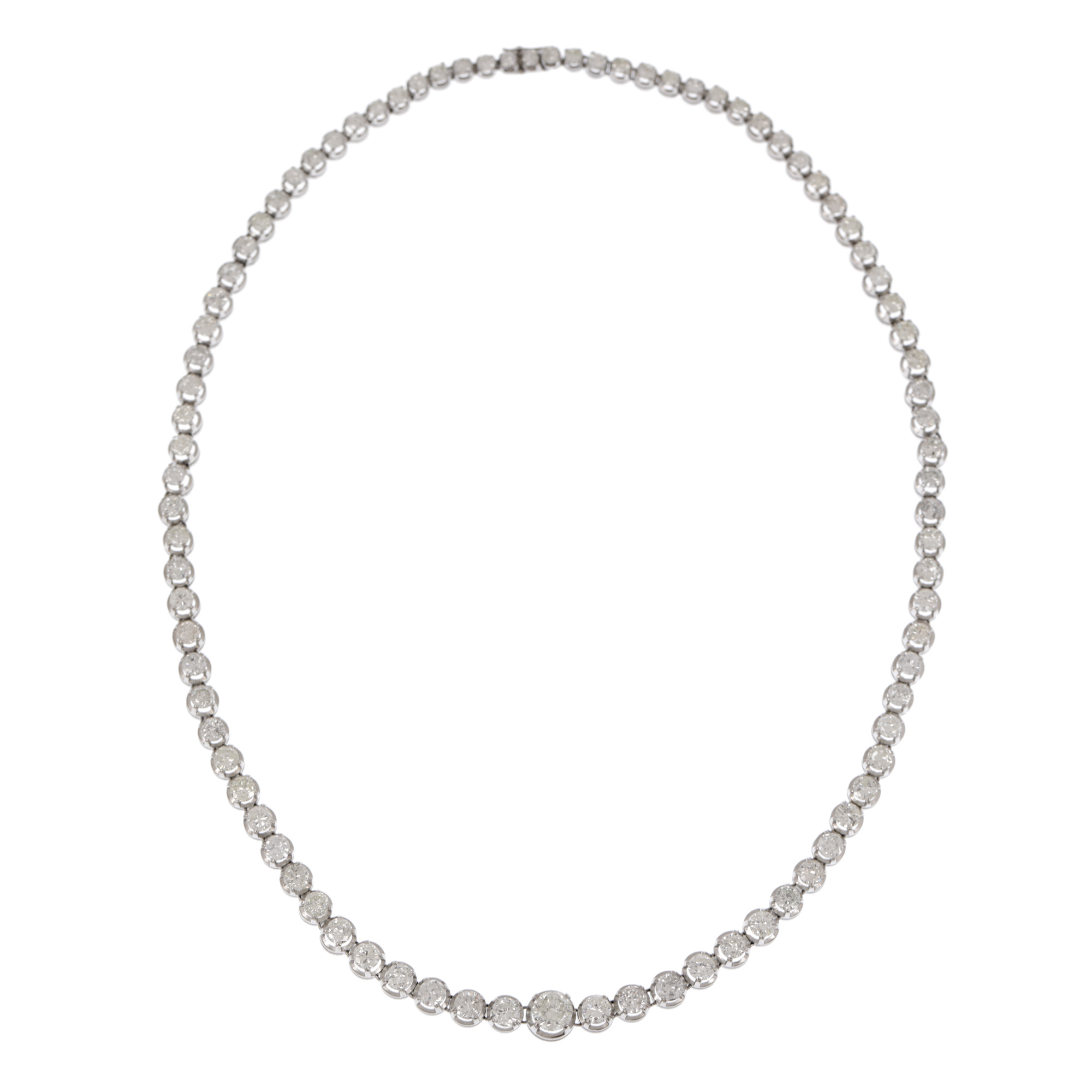 White gold tennis necklace, adorned with diamonds  