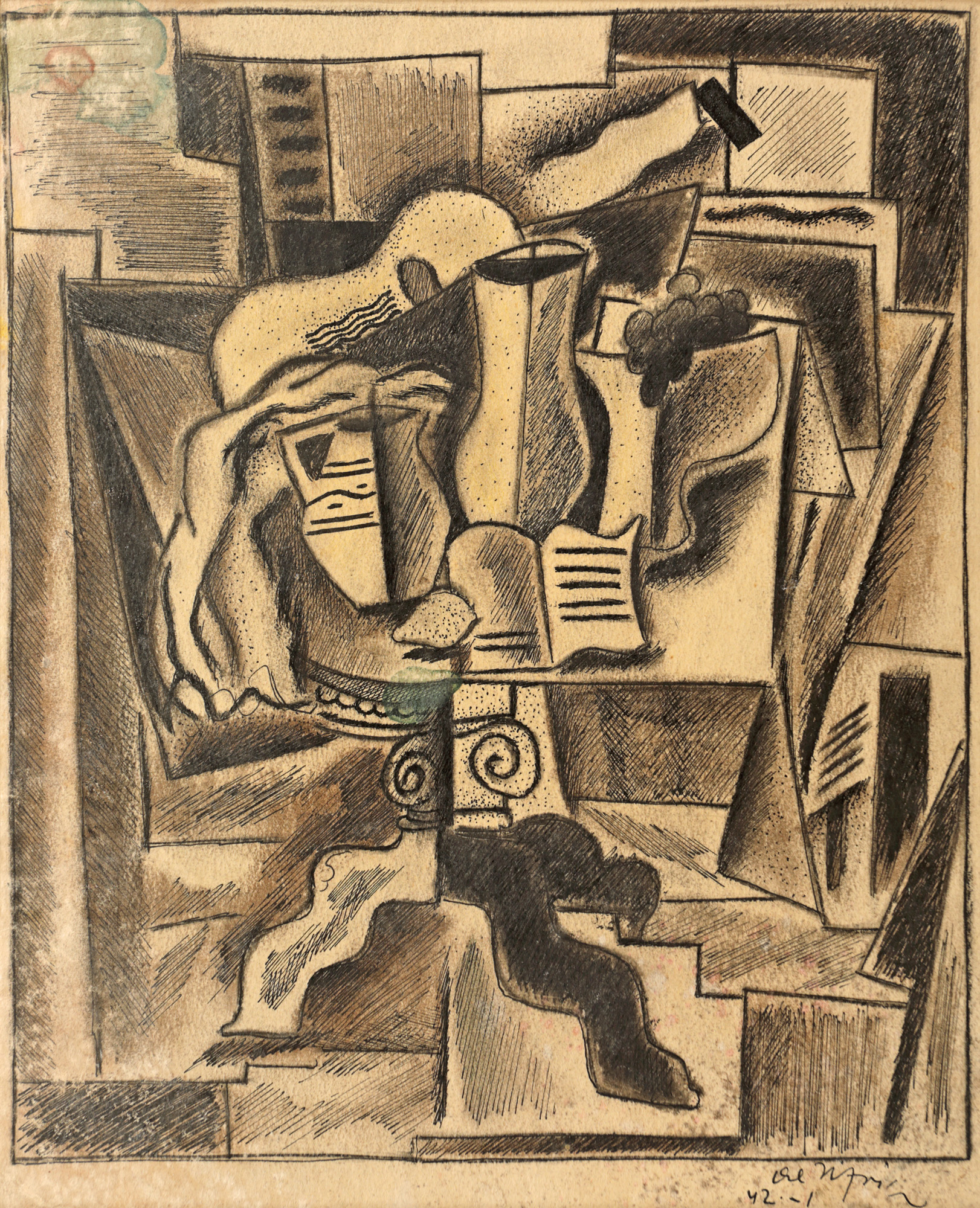 Pedestal with Musical Instrument