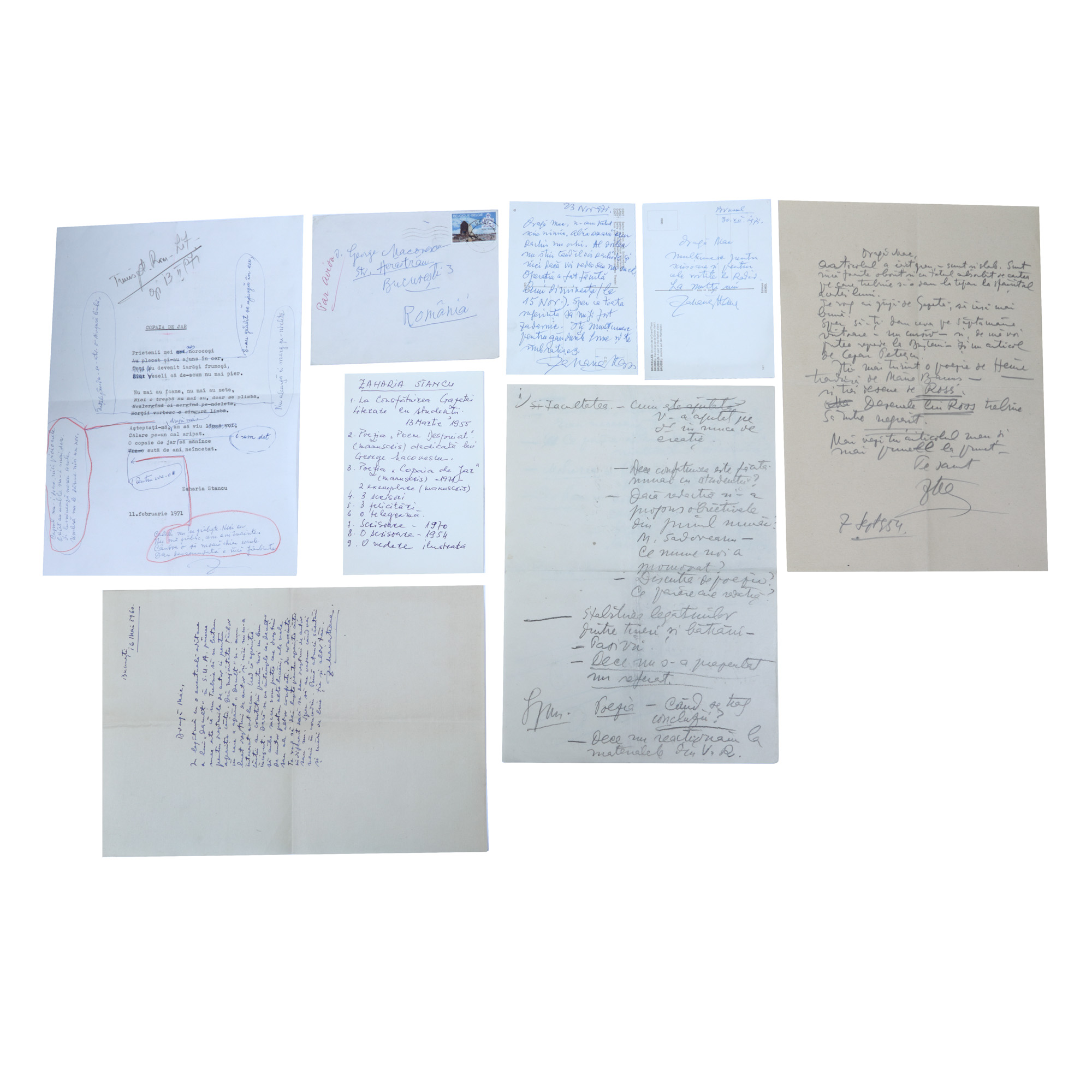 Complex lot consisting of correspondence between Zaharia Stancu and George Macovescu, 1954-1971, from the archive of former Foreign Minister George Macovescu