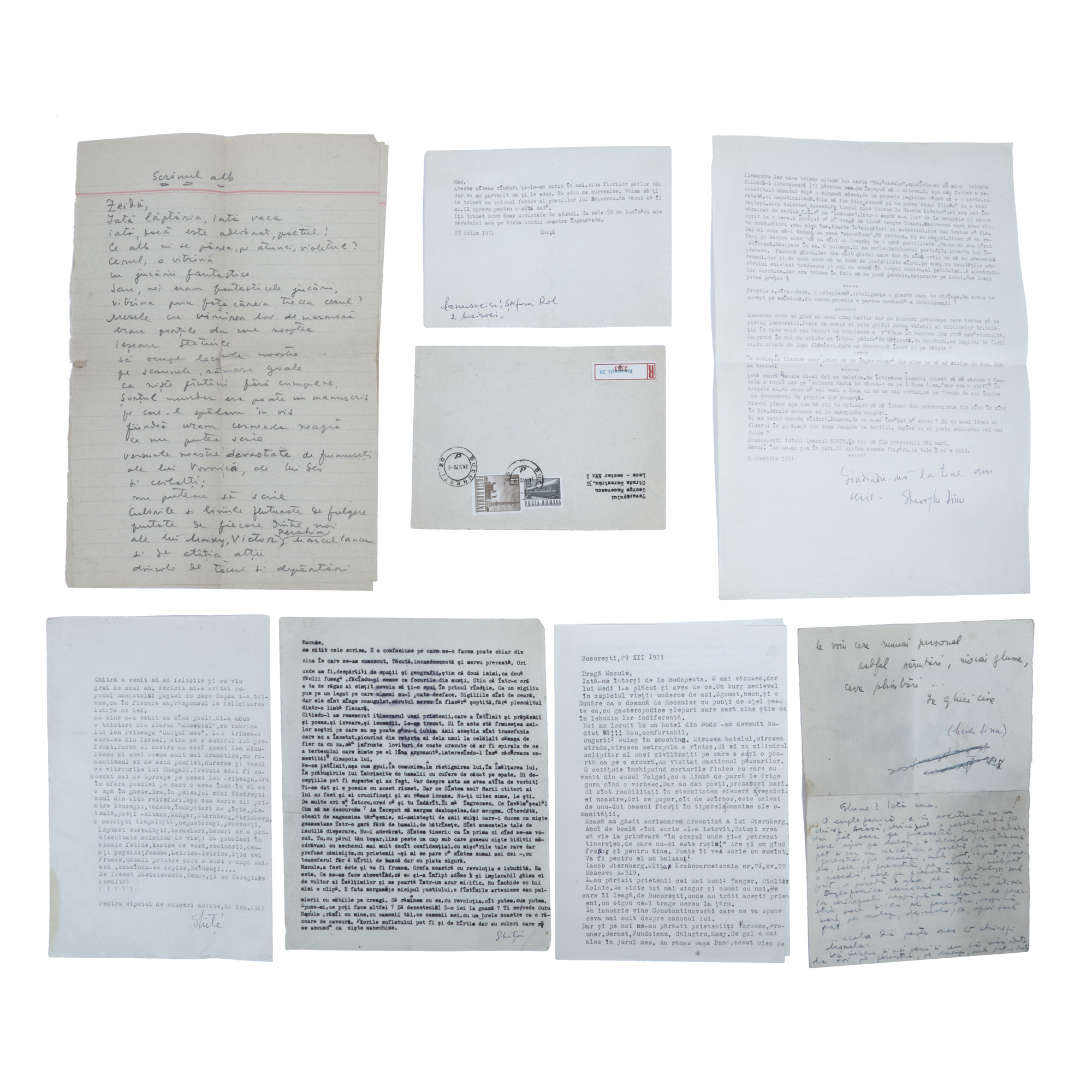 Lot complex Gheorghe Dinu (Ștefan Roll) - George Macovescu, manuscrise literare și corespondență, 1963-1971, cu semnături olografe, provin din arhiva fostului Ministru de Externe George Macovescu