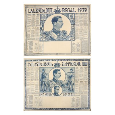 Lot consists of "The Royal Calendar" and "The National Calendar", by Ary Murnu, 1939, collectible pieces, comes from the collection of the Murnu artist family.