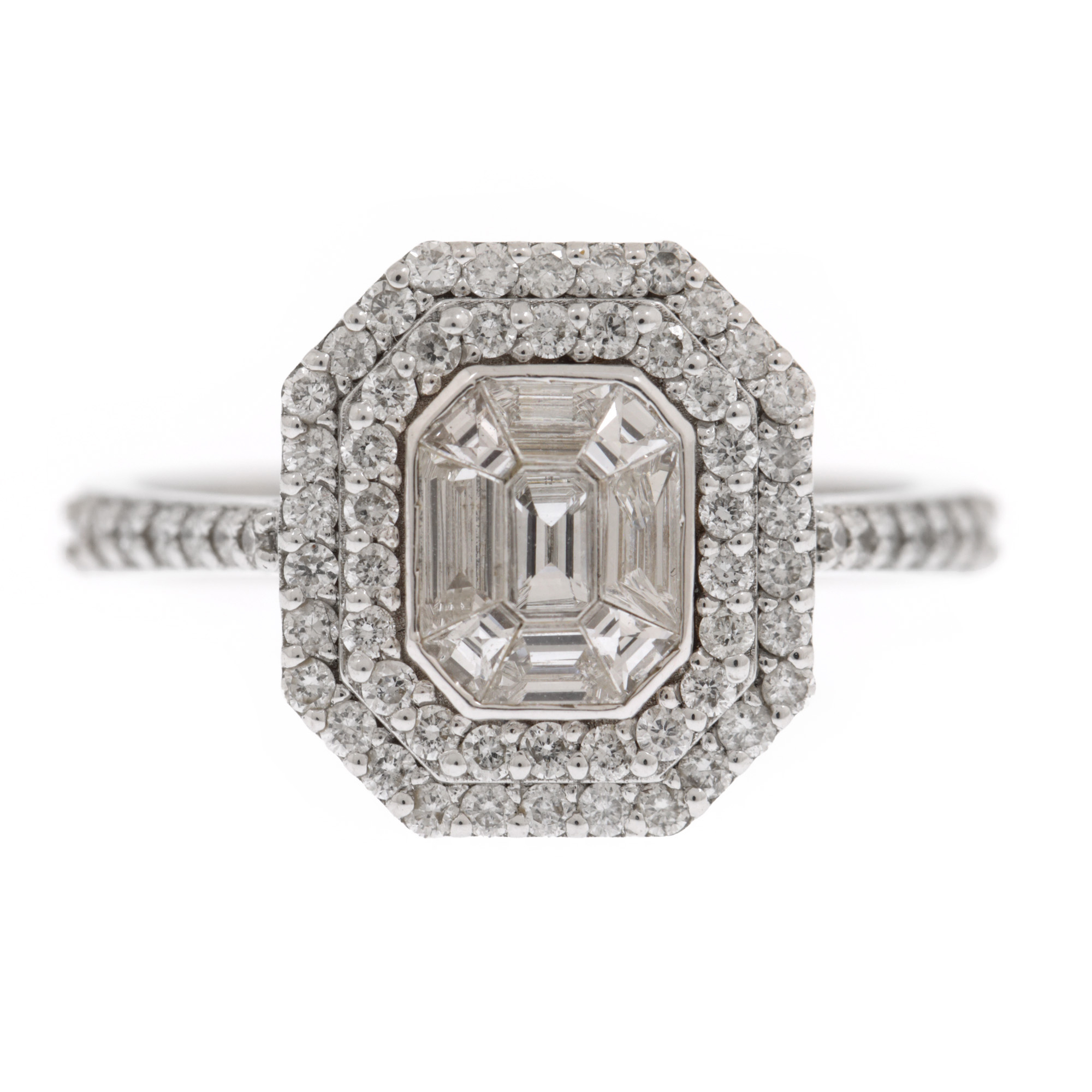 White gold ring, decorated with a multitude of diamonds
