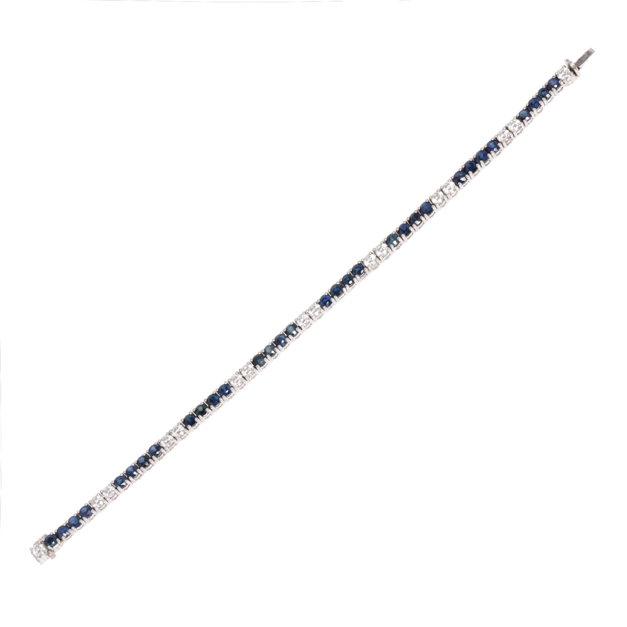 White gold tennis bracelet, decorated with alternating sapphires and diamonds