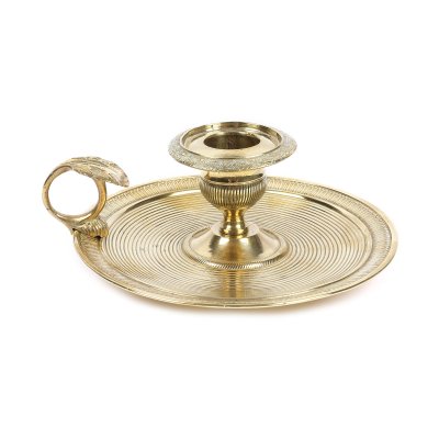 Empire style gilded bronze hand candelabra, chiselled and manually engraved, in the manner of Pierre-Philippe Thomire, cca. 1810