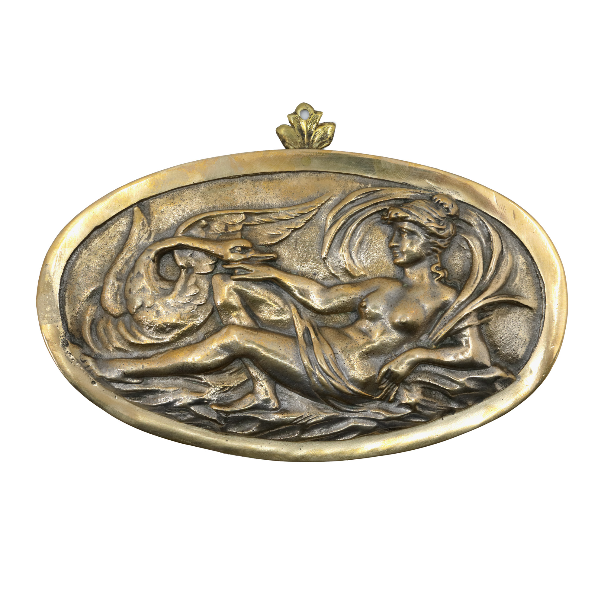 "Leda and the Swan" - bicolor bronze bas-relief, Marnyhac workshop, circa 1850