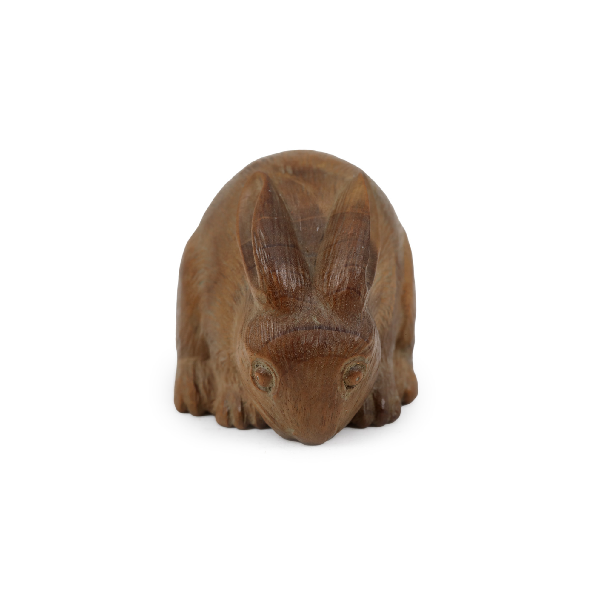 Netsuke din lemn, sub formă de iepure, semnat, perioada Edo, Japonia, începutul sec. XIX