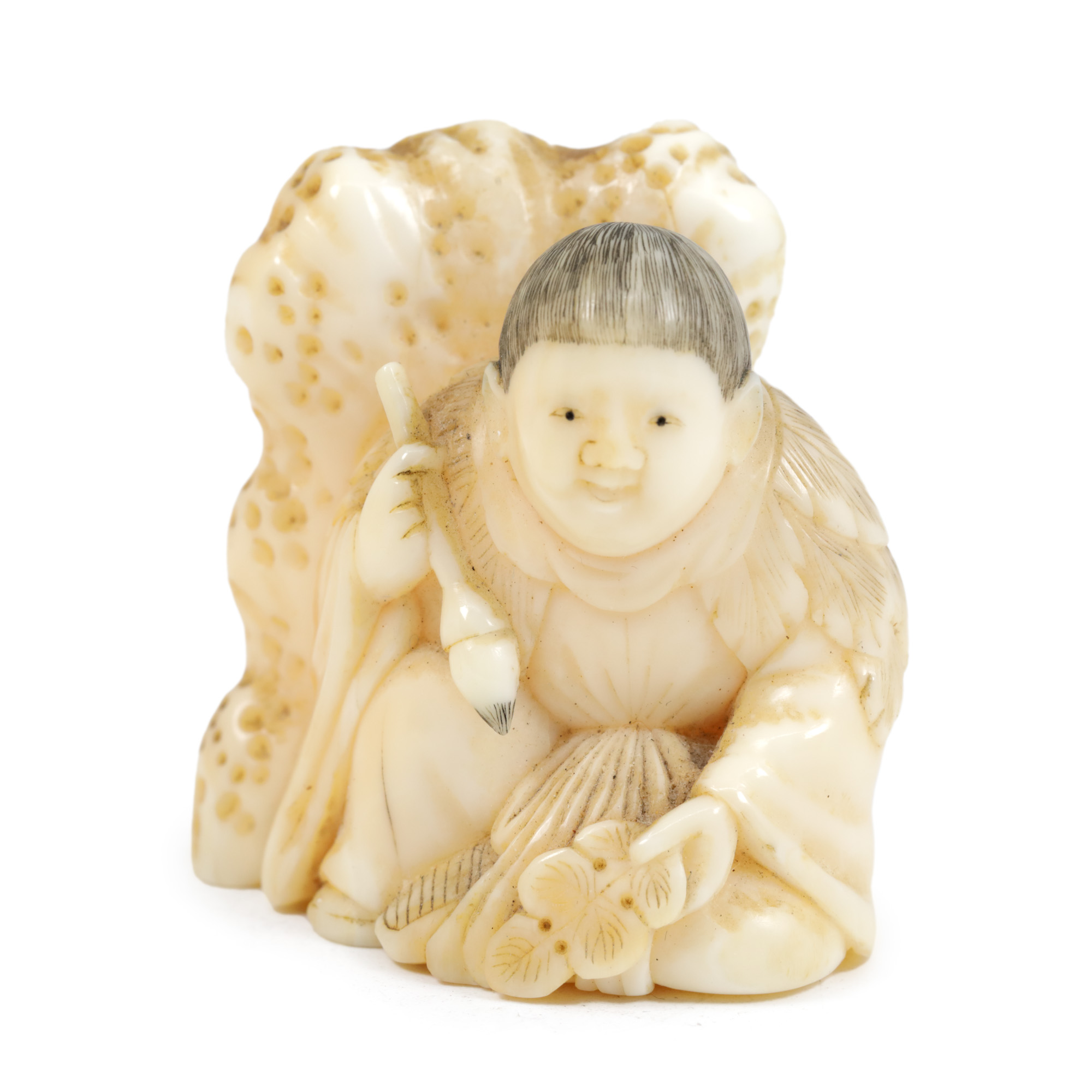 Walrus Ivory Netsuke of Sennin, Meiji Period, Japan, end of the 19th Century