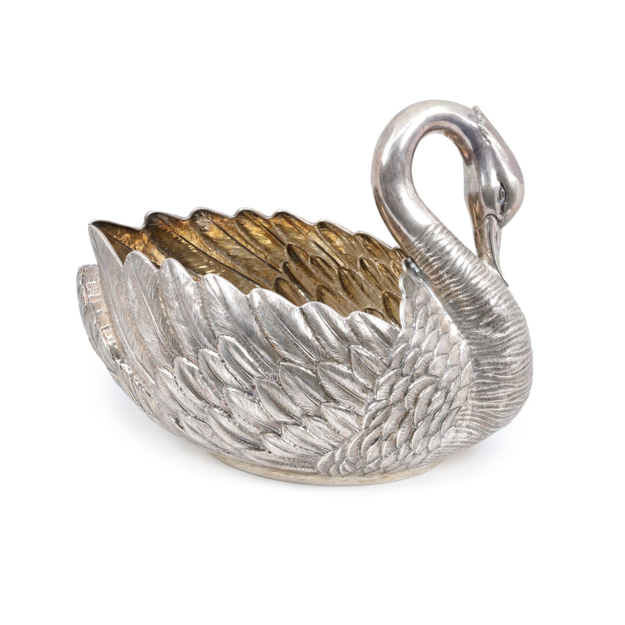Silver Swan-shaped Fruit Bowl