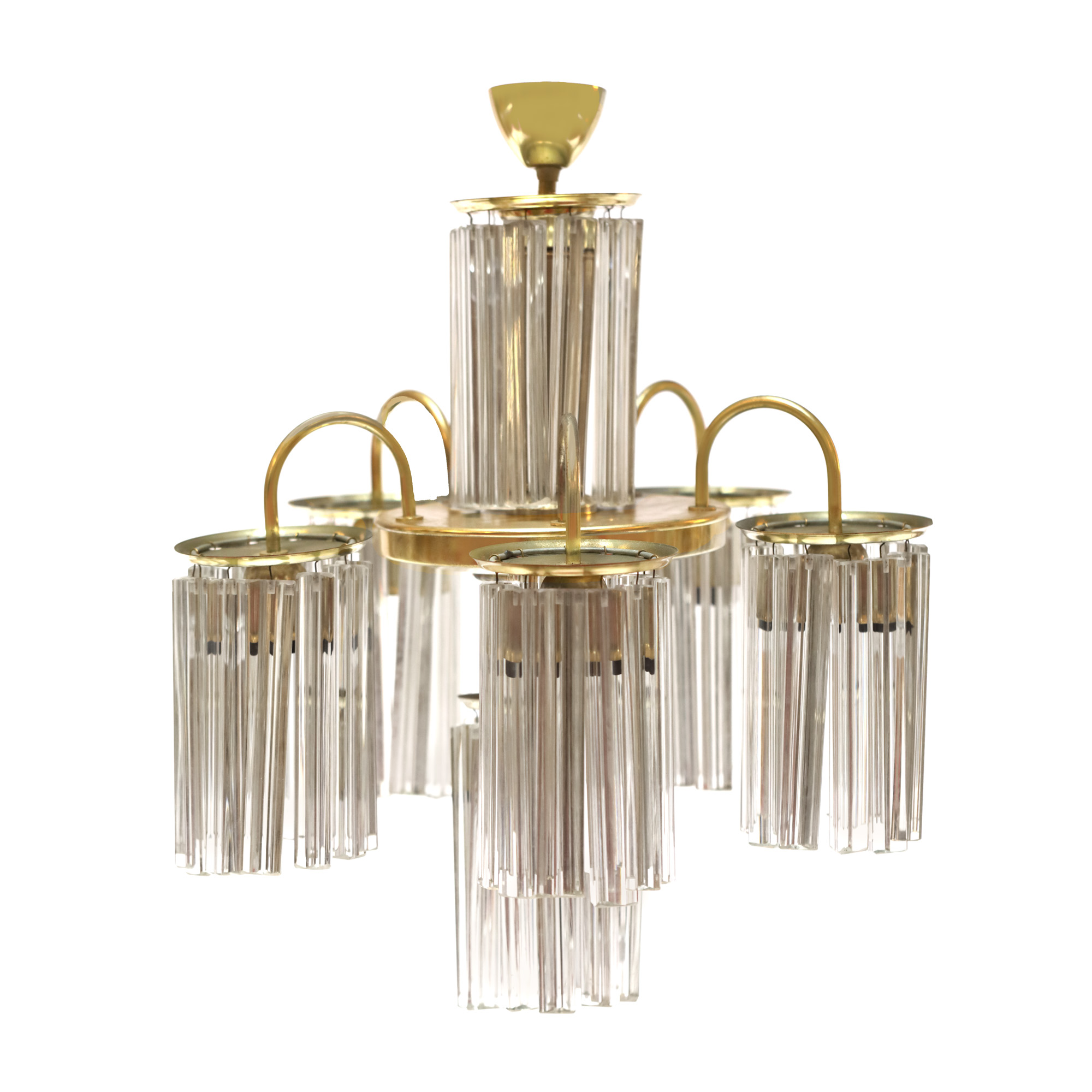 Art Deco style ceiling lamp, decorated with tubular crystal elements