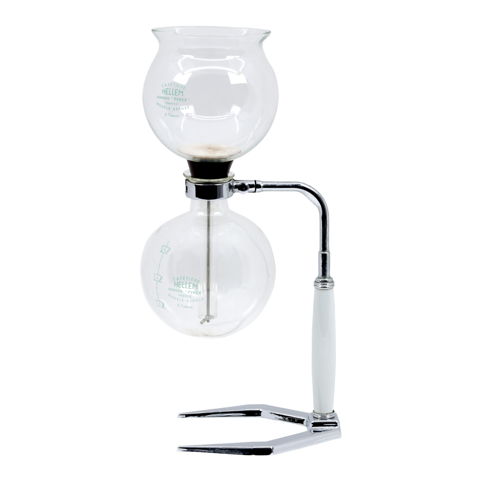 Mid-century Vacuum Coffee Maker, Hellem Brand, Pyrex Glass, cca. 1950