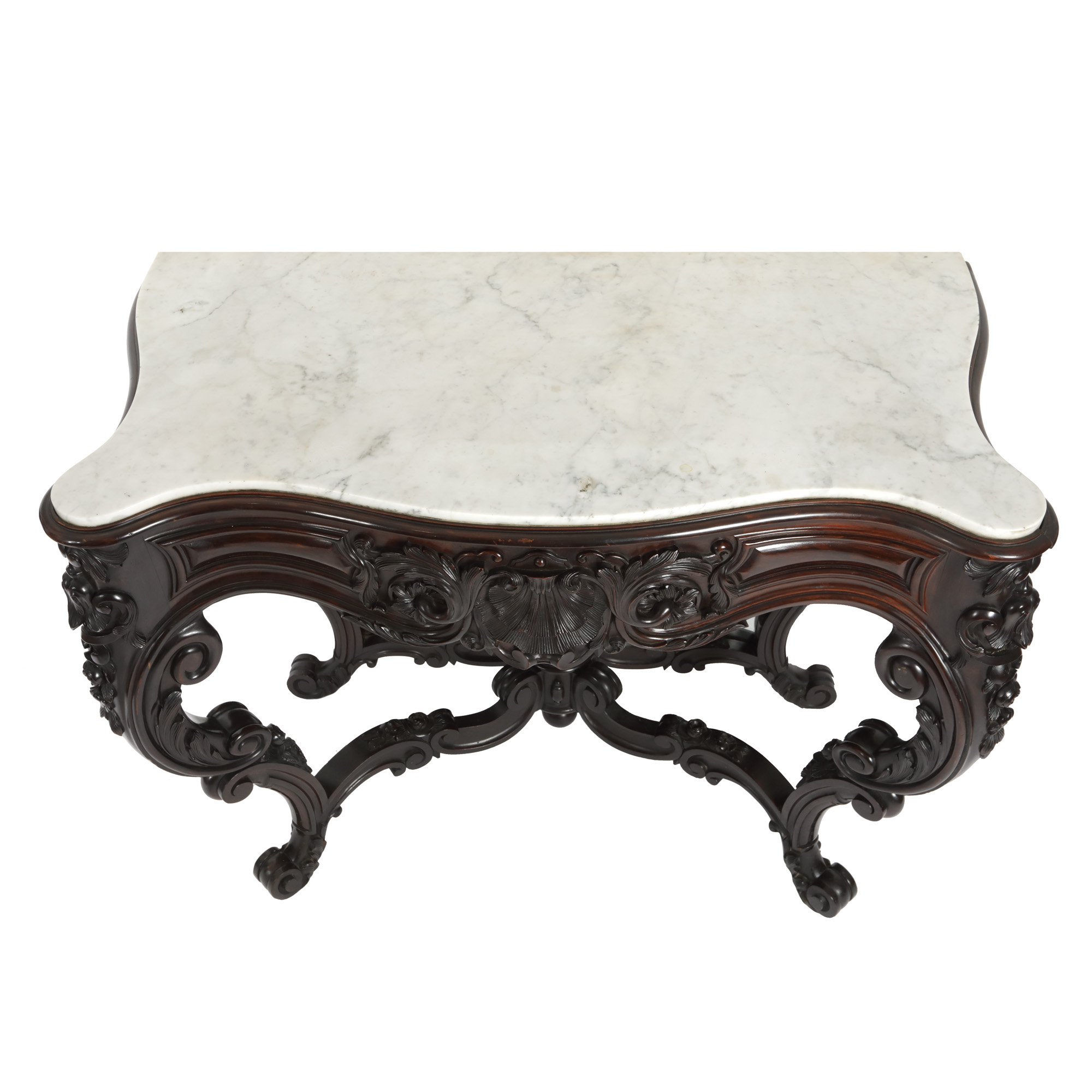 Spectaculoasă consolă Louis XV din lemn, semnată L. Deruelle, Gent, sfârșitul sec. XIX