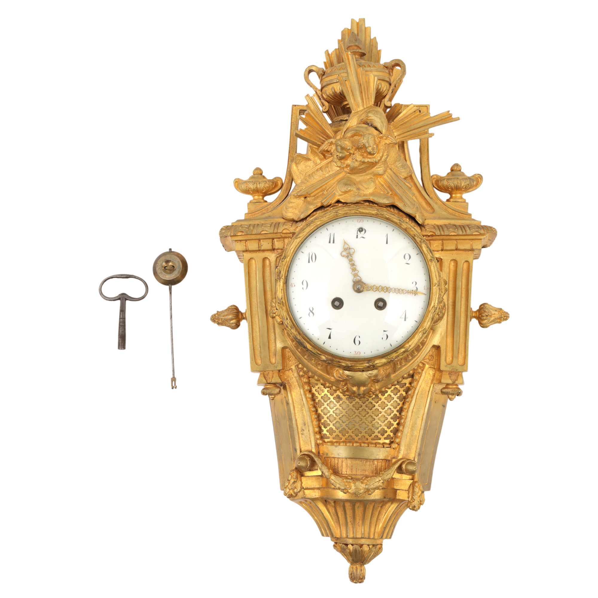 Japy Frères cartel clock, gilded bronze, late 19th century